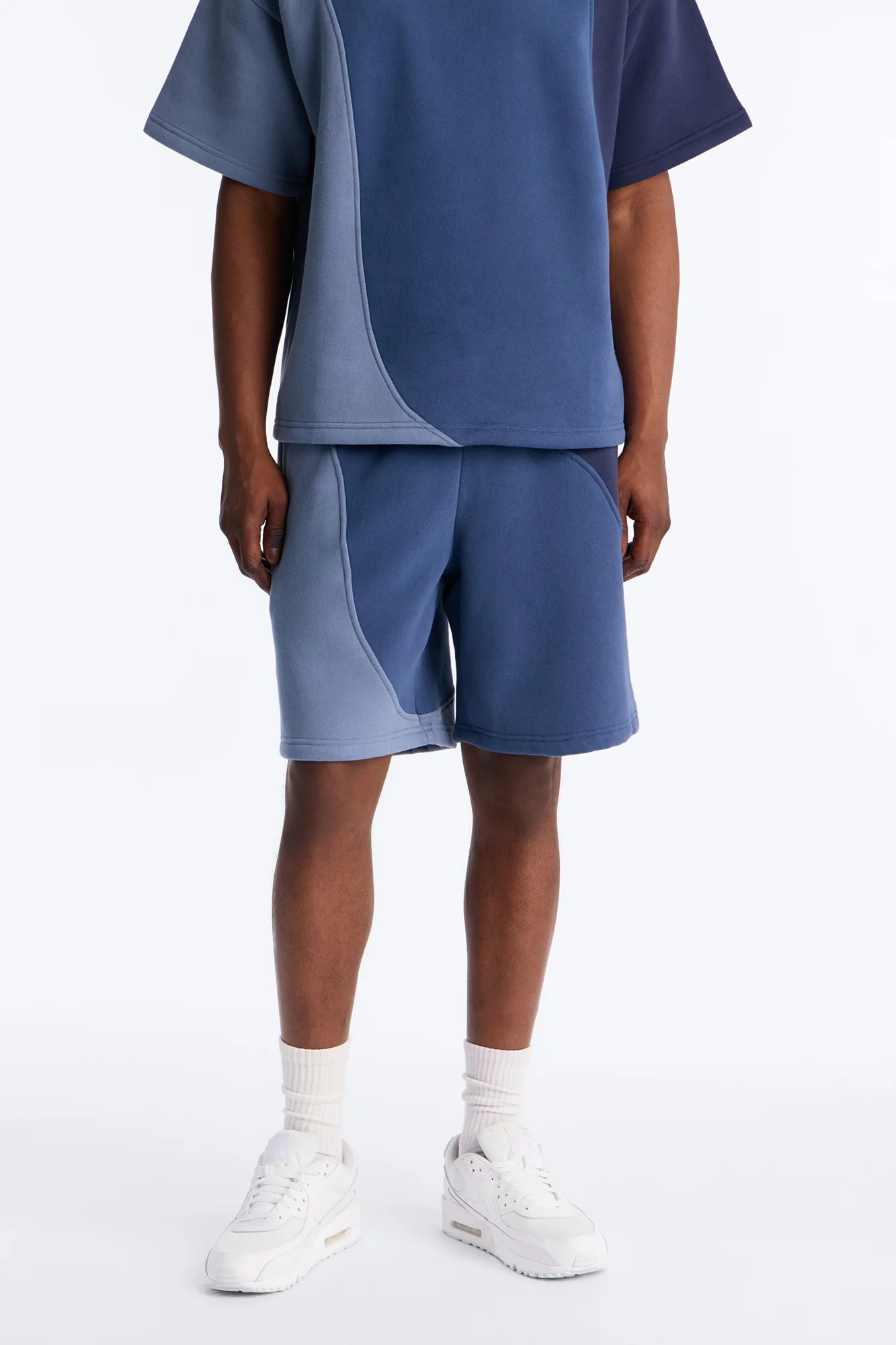 Neapolitan Paneled Relaxed Sweatshort - Blue/combo