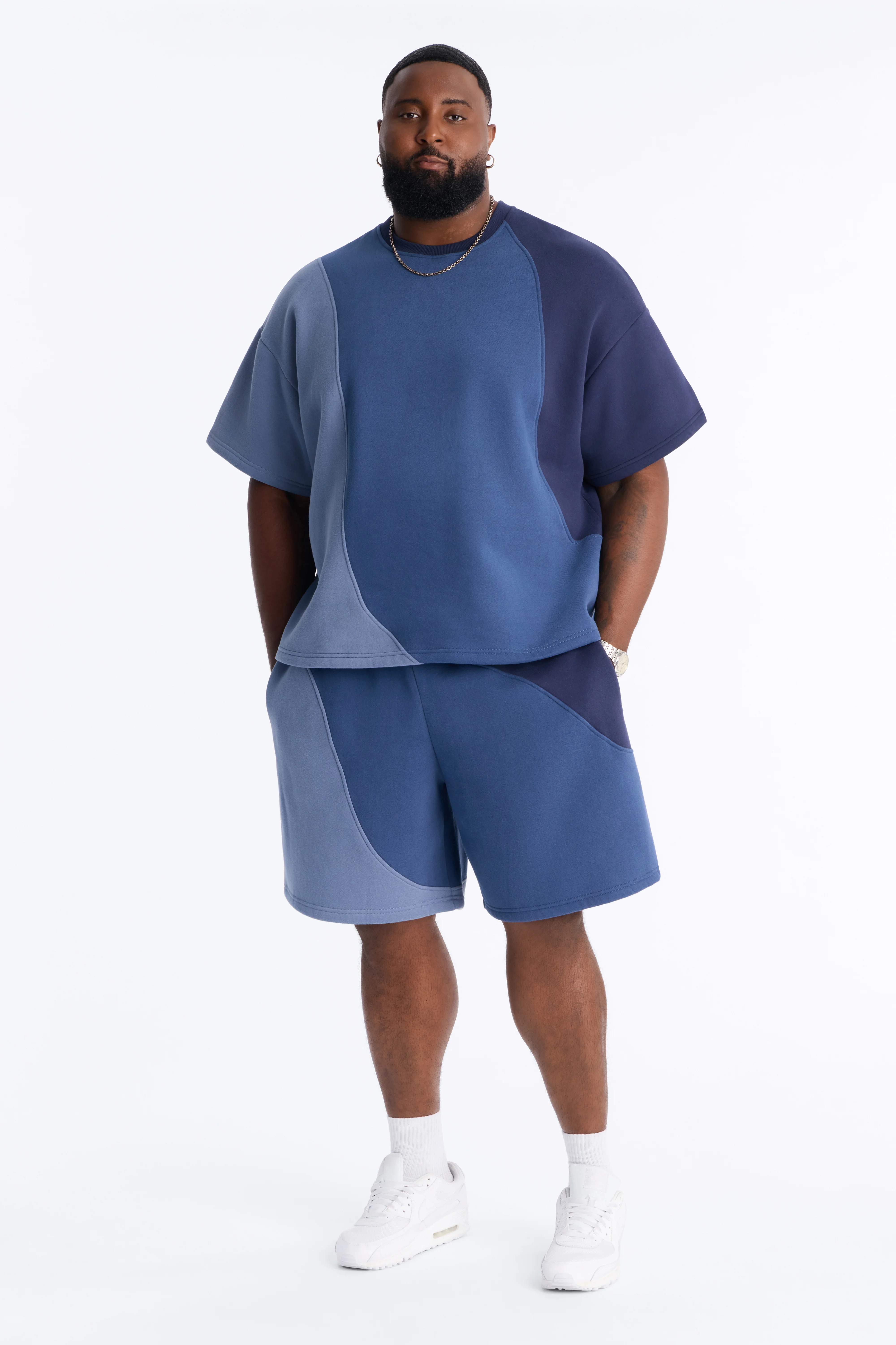 Neapolitan Paneled Relaxed Sweatshort - Blue/combo - Image 6