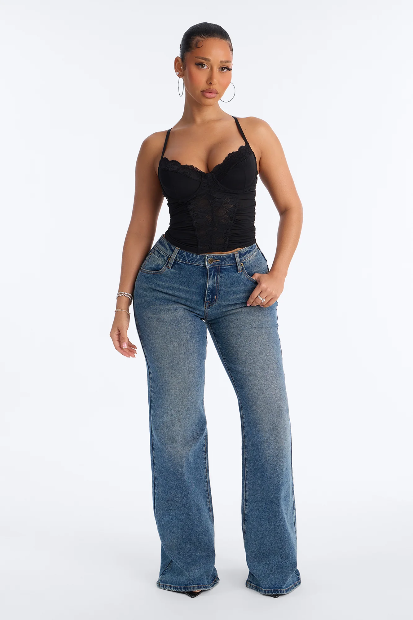 Nelly Lace Cami Top - Black - Image 2