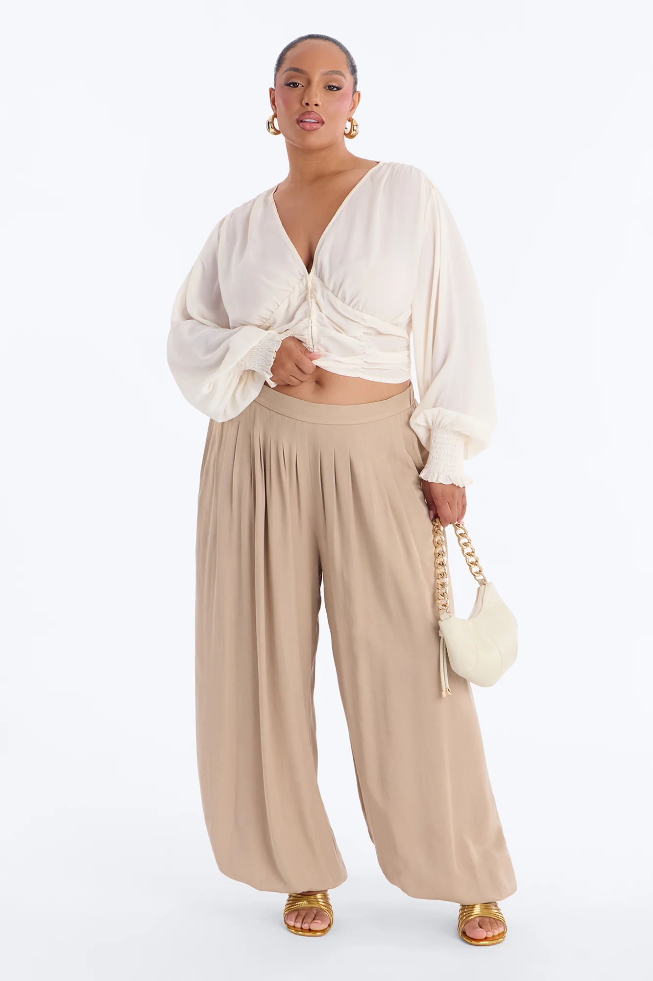 Never Too Much Pleated Balloon Pant 30″ - Taupe - Image 5
