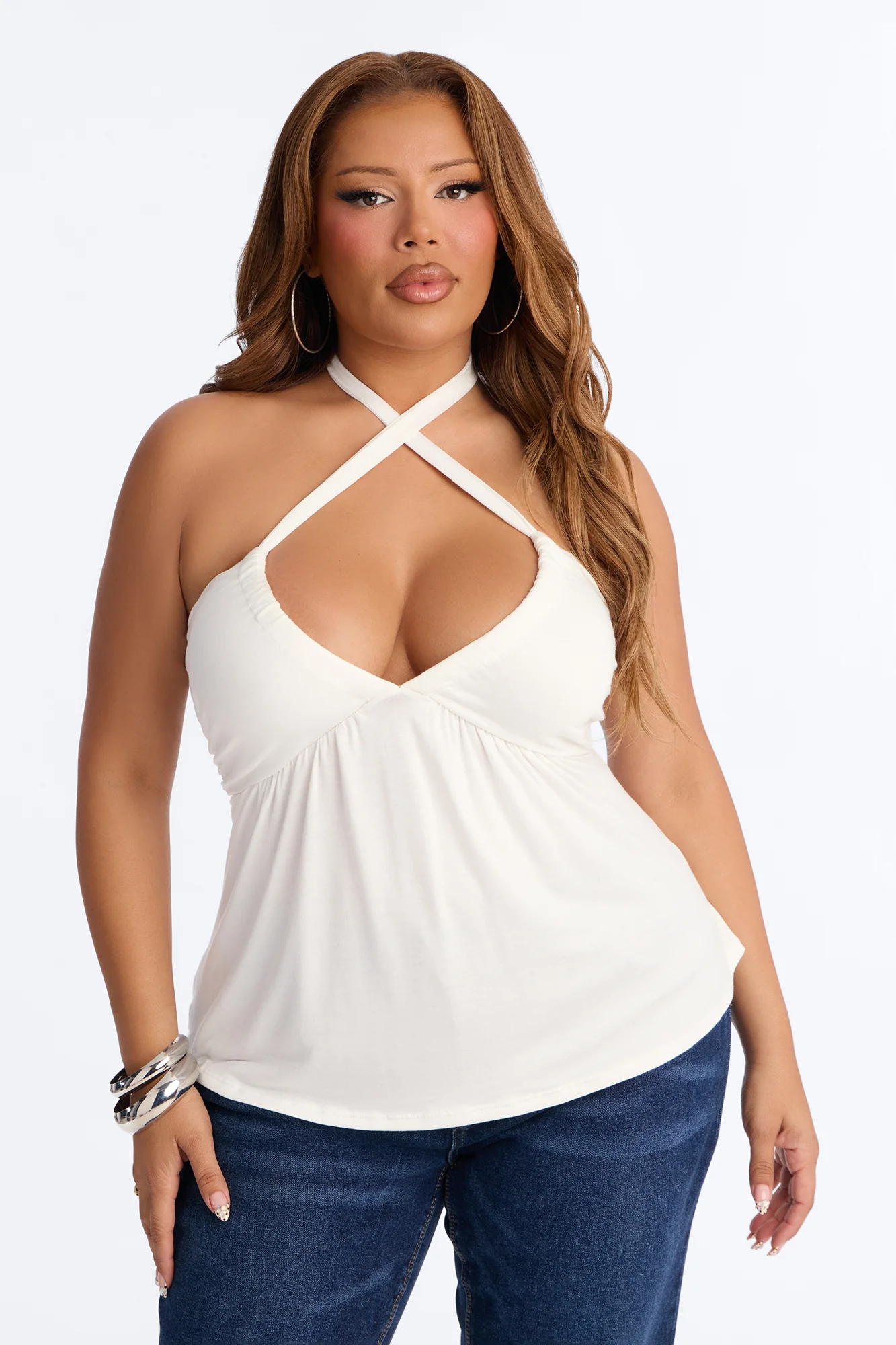 New Connection Ruched Halter Top - White - Image 6