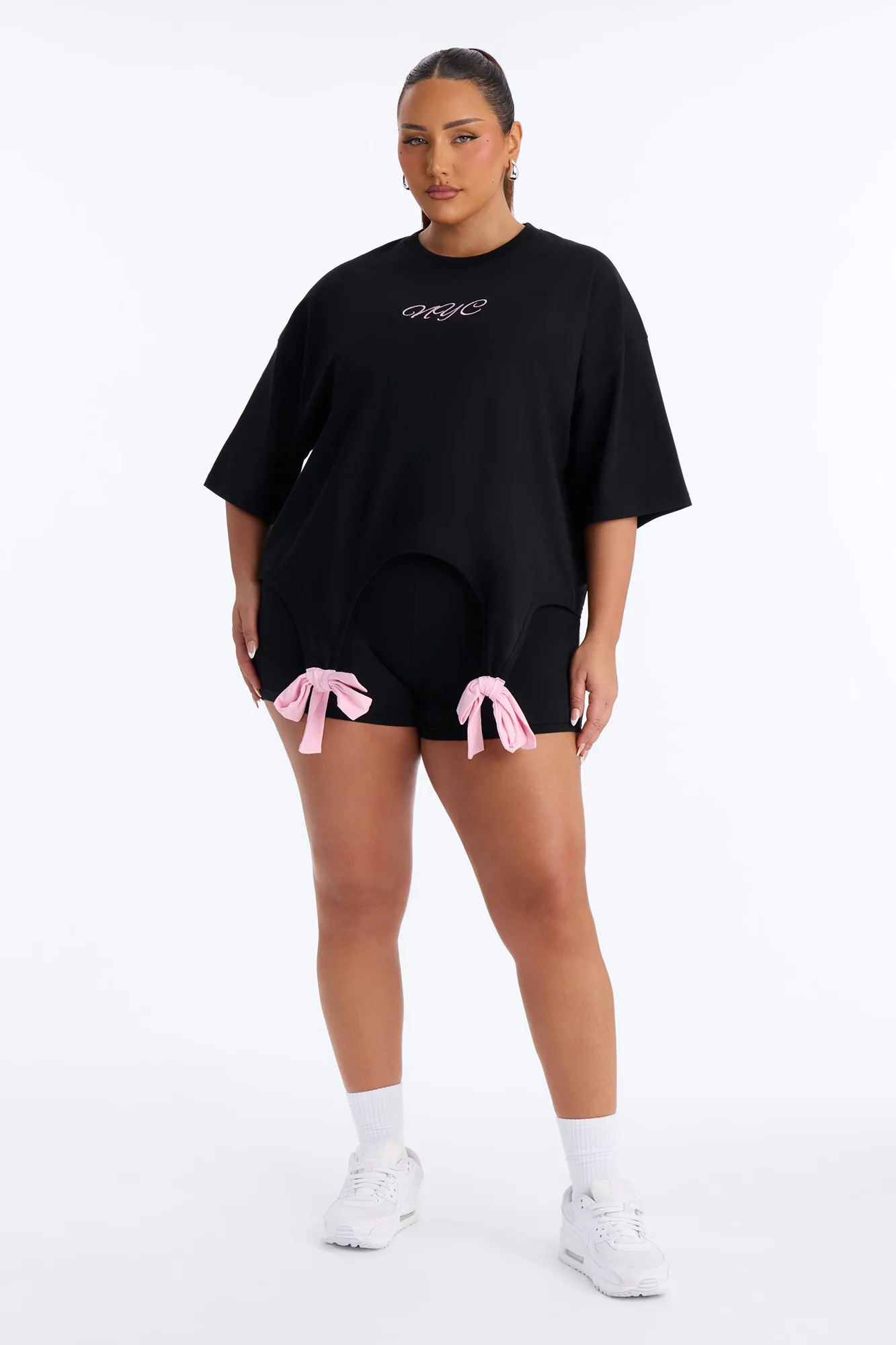 New York Or BowWhere Short Set - Black/Pink - Image 5