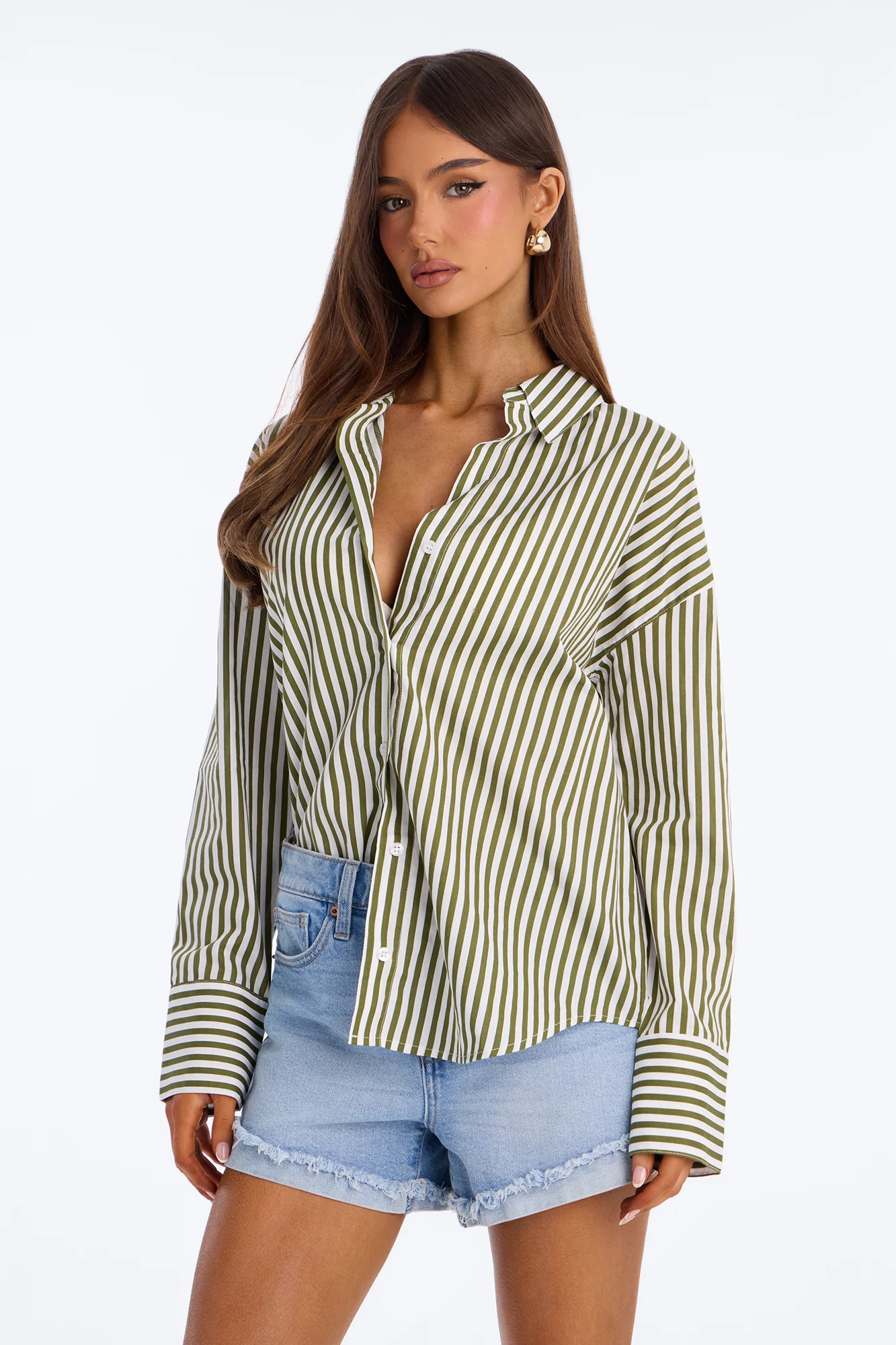 Newport Striped Shirt - Olive/combo