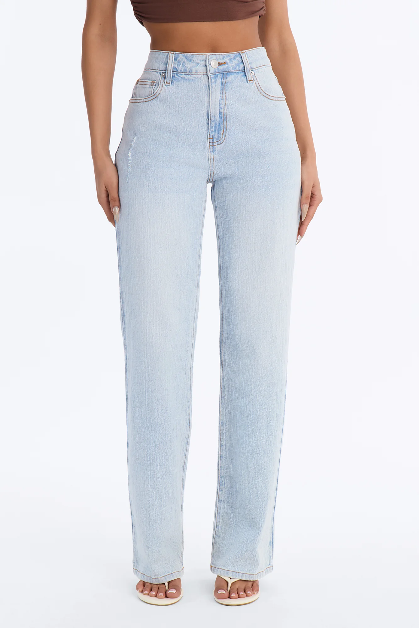 Next Chapter High Rise Stretch Straight Leg Jeans - Light Wash - Image 2