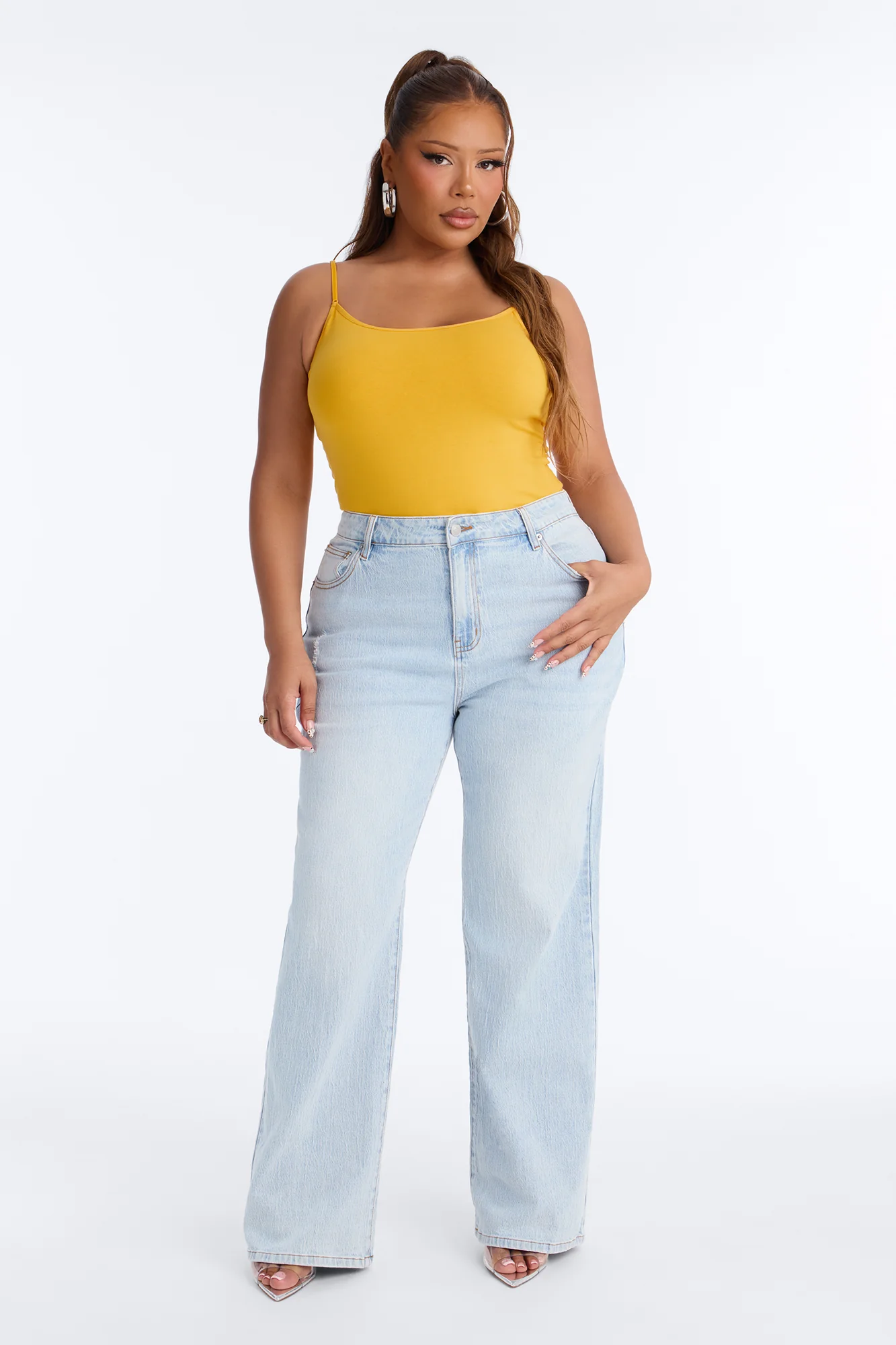 Next Chapter High Rise Stretch Straight Leg Jeans - Light Wash - Image 5