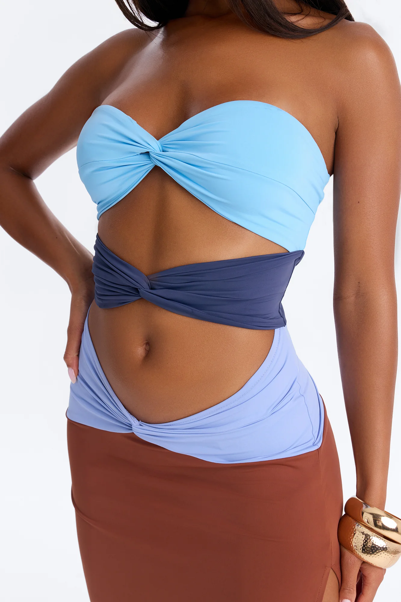 Next Level Cut Out Maxi Dress - Blue/combo - Image 3