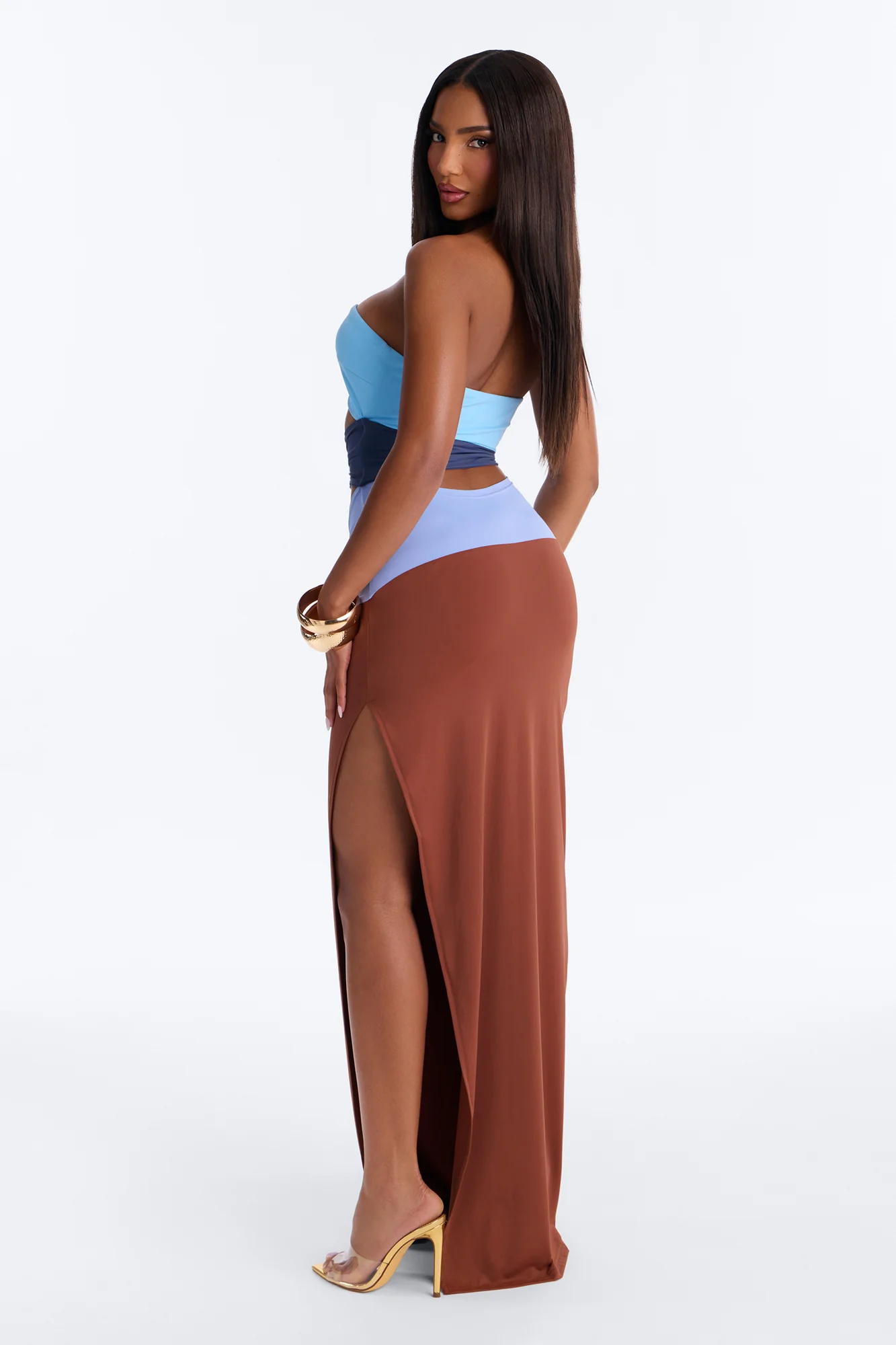 Next Level Cut Out Maxi Dress - Blue/combo - Image 4