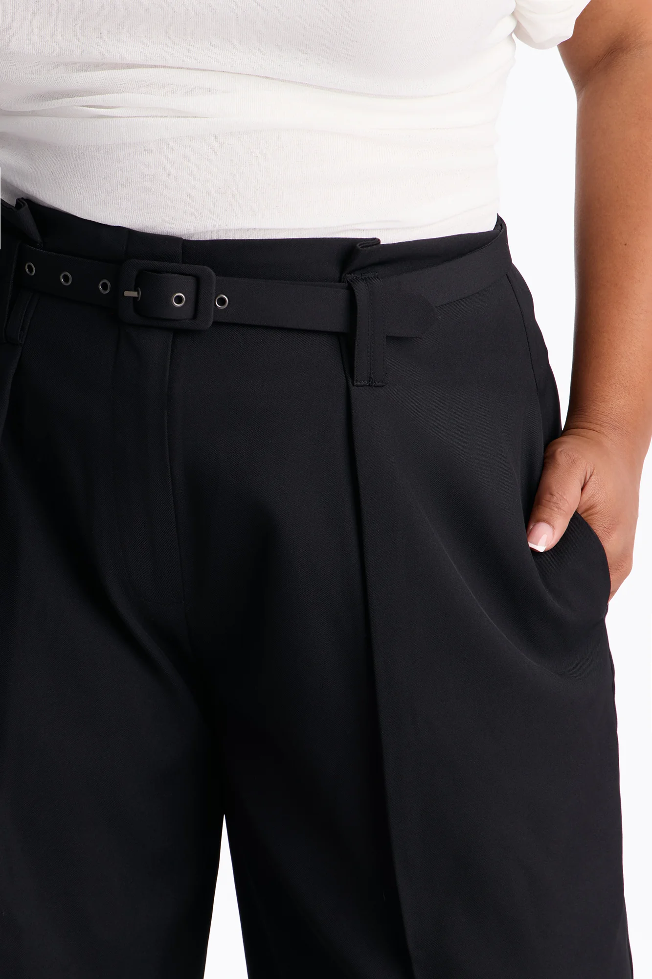 Nicole Belted Straight Leg Trouser - Black - Image 7