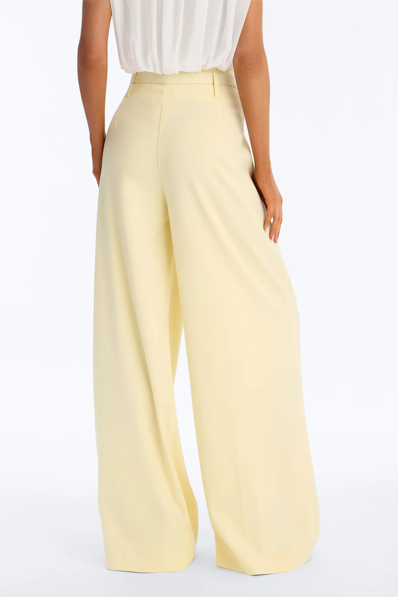 Nicole Belted Straight Leg Trouser - Butter Yellow - Image 4