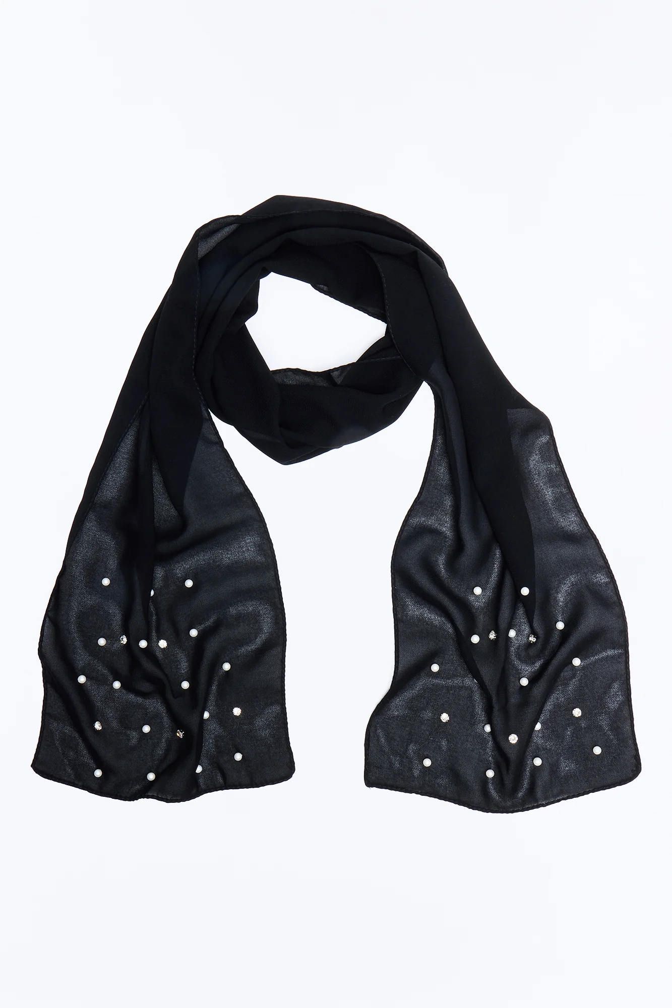 Night Sky Skinny Sheer Scarf - Black