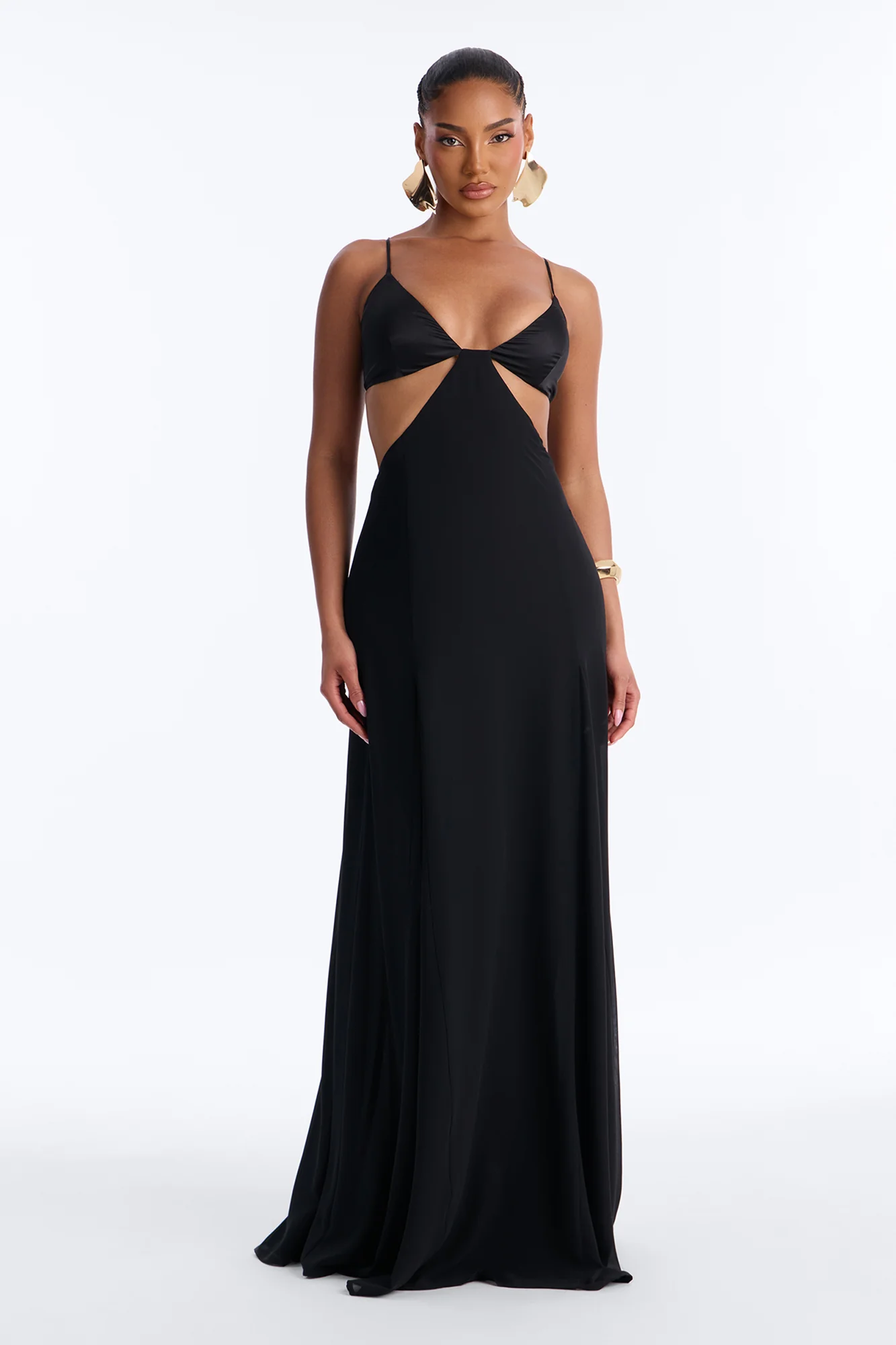 Night Slay Chiffon Maxi Dress - Black