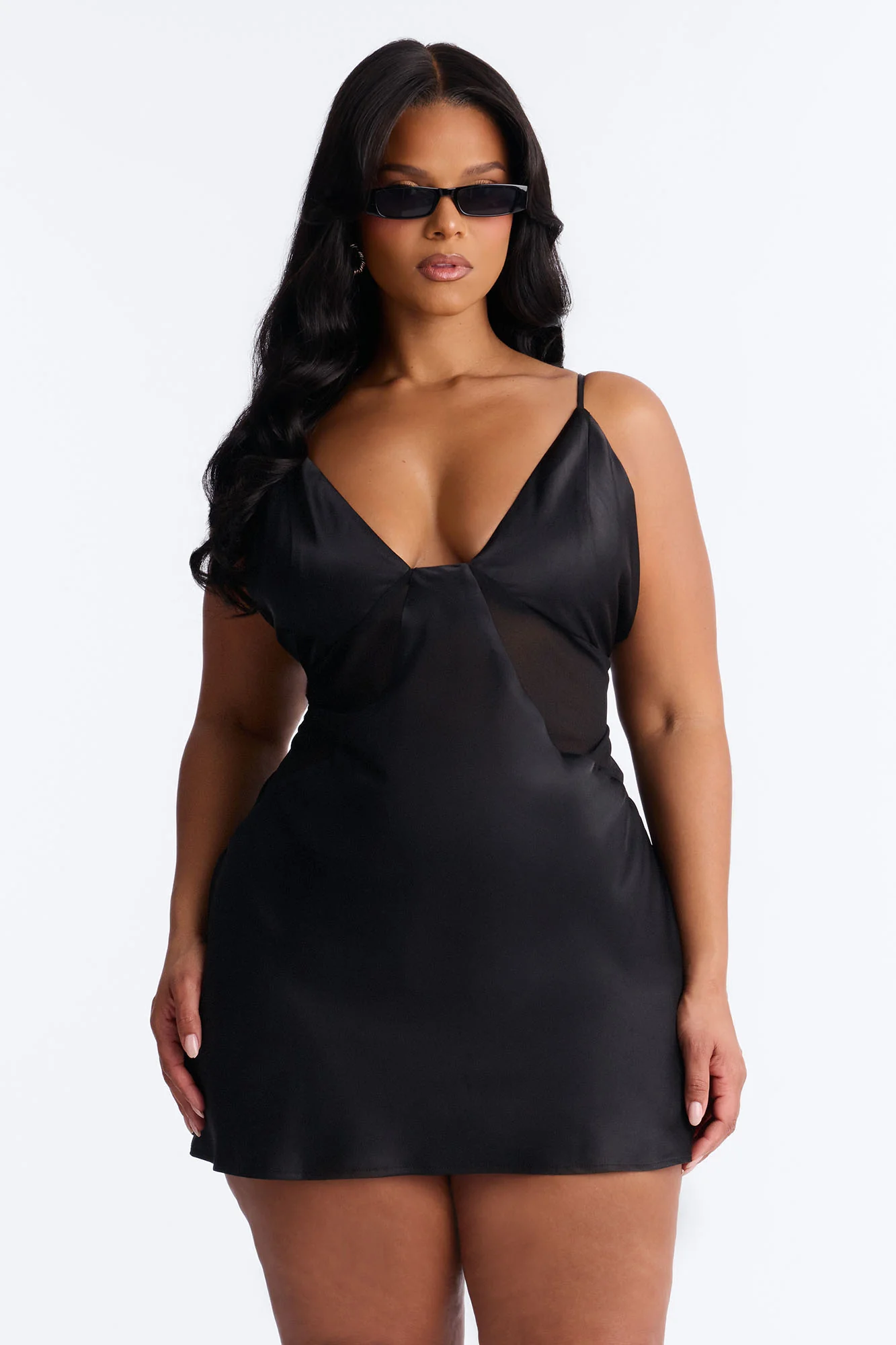 Night Slay Satin Mini Dress - Black - Image 5