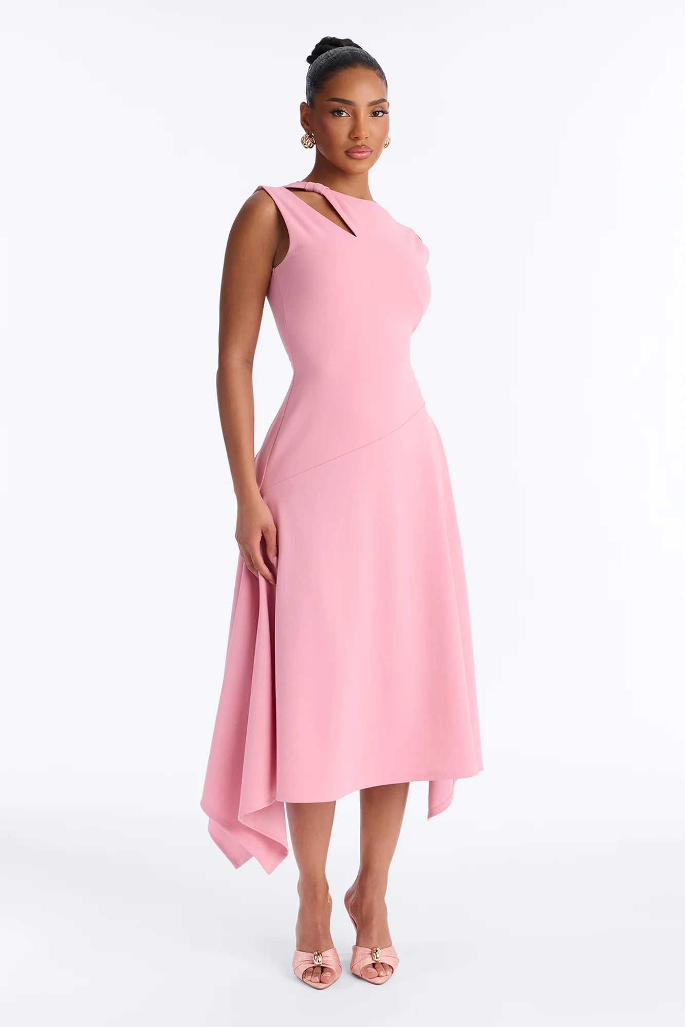 Ninna Asymmetrical Midi Dress - Blush