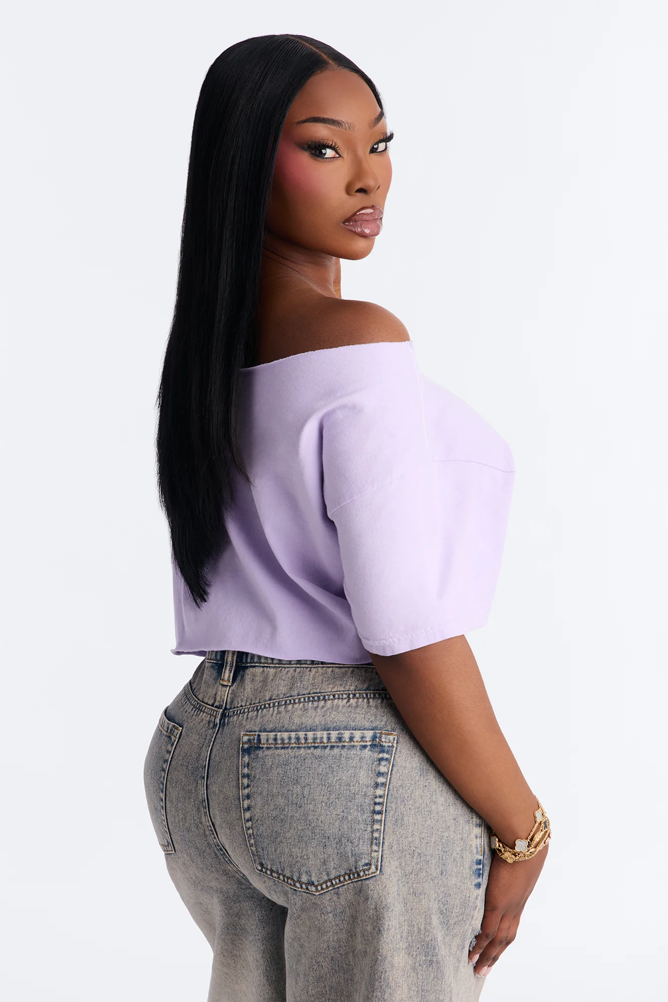 Nirvana Utero Off Shoulder Cropped Tee - Lavender - Image 8
