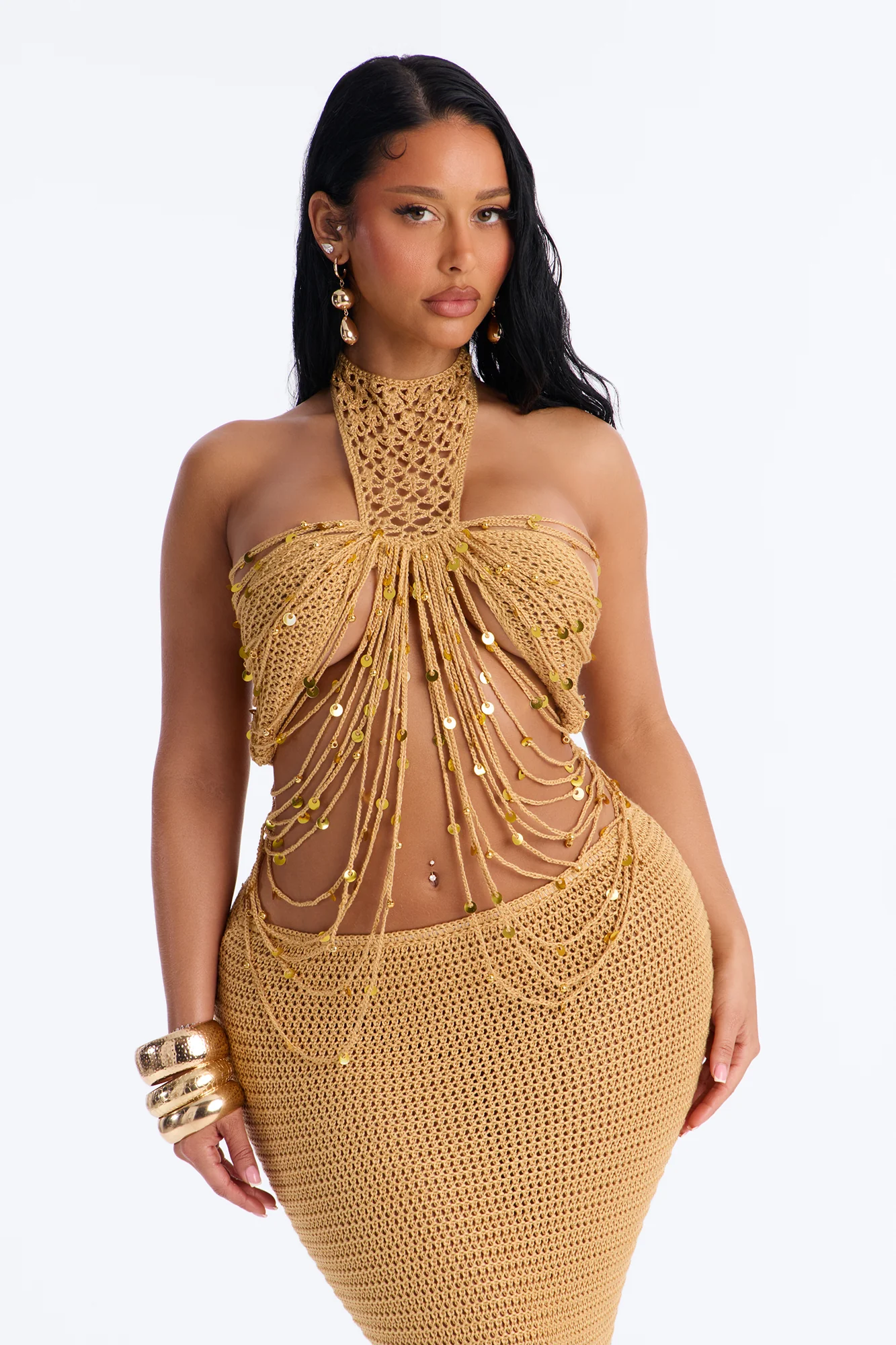 Nivea Crochet Maxi Dress - Gold - Image 2