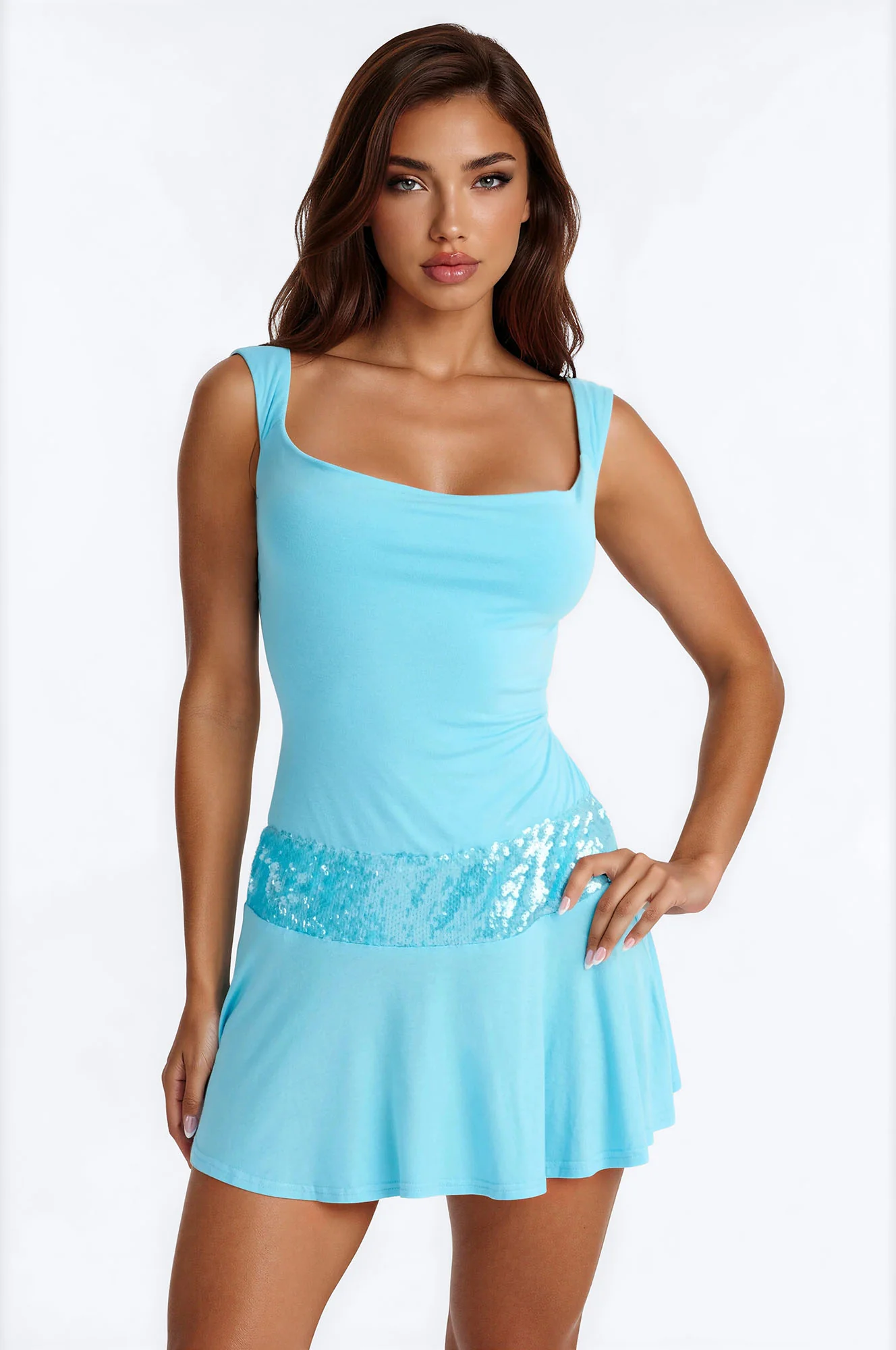 No Apologies Backless Mini Dress - Turquoise - Image 2