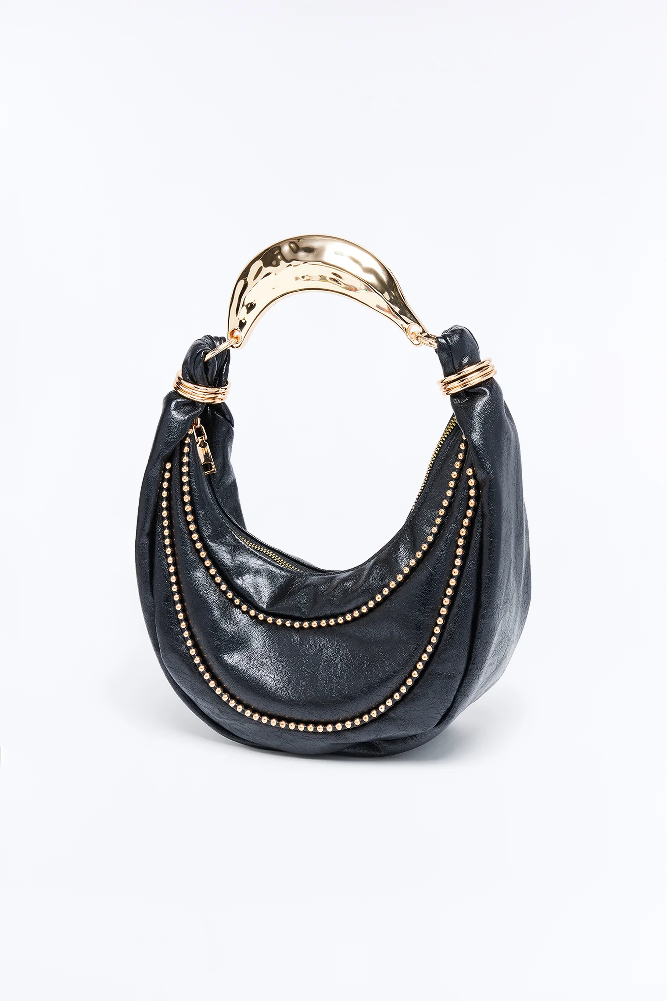 No Curfew Faux Leather Shoulder Bag - Black - Image 4
