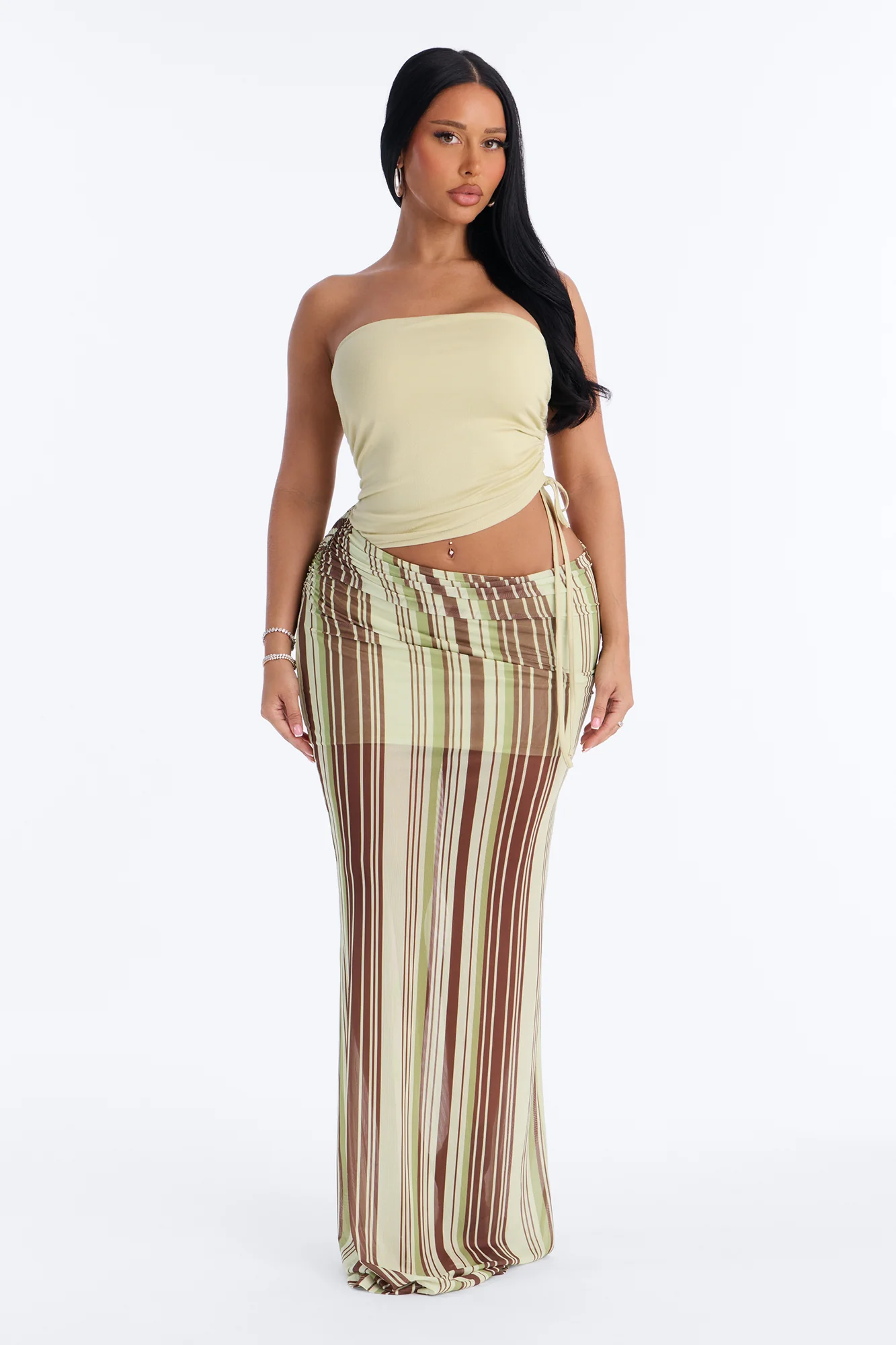 No Limits Strapless Maxi Dress - Green/combo