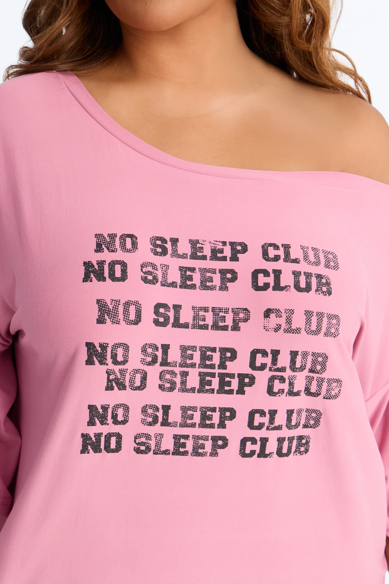 No Sleep Club Off Shoulder PJ Short Set - Pink - Image 7