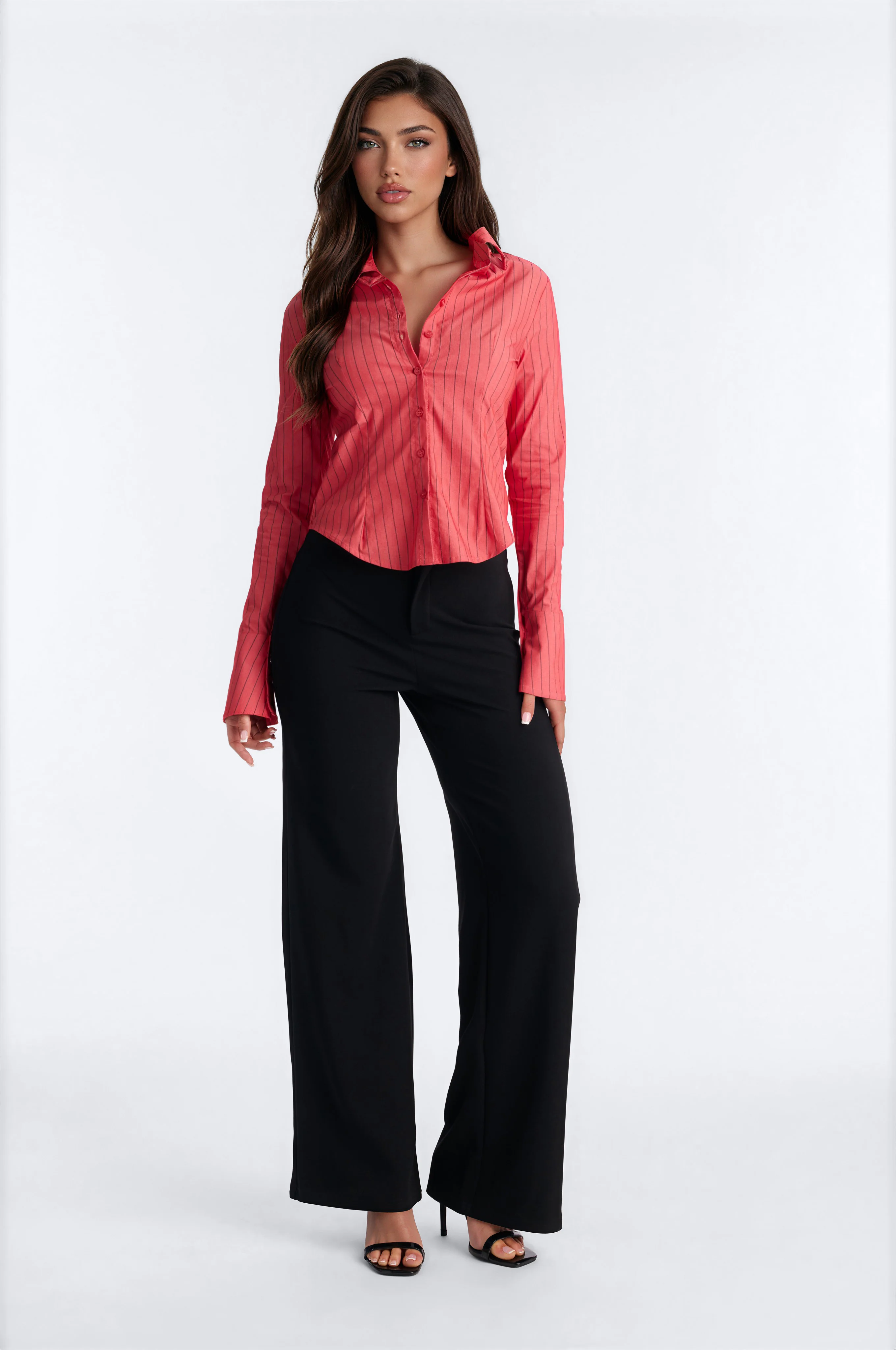 No Time To Chat Striped Poplin Shirt - Red/combo - Image 2