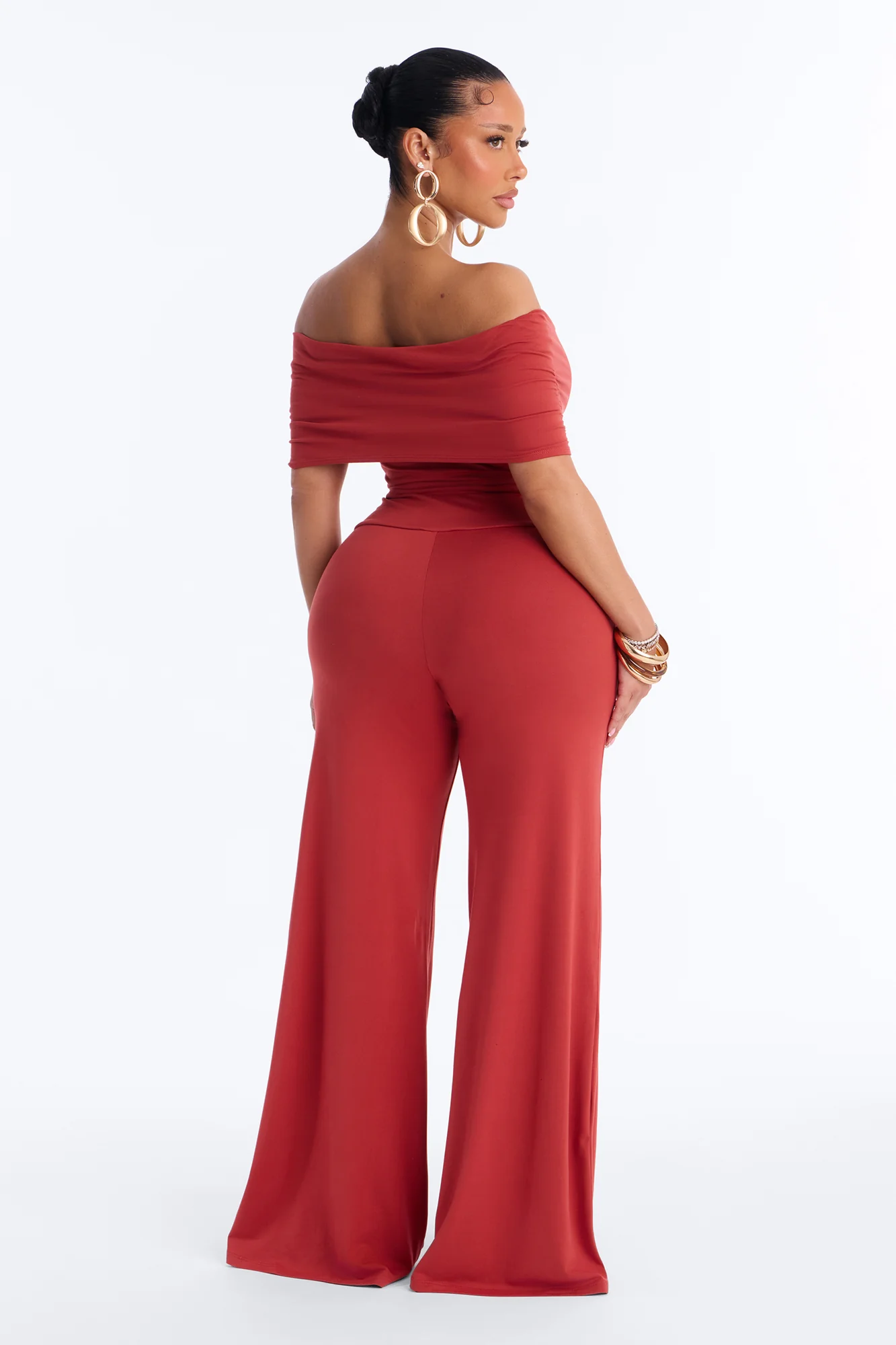 Nola Off Shoulder Pant Set - Rust - Image 4