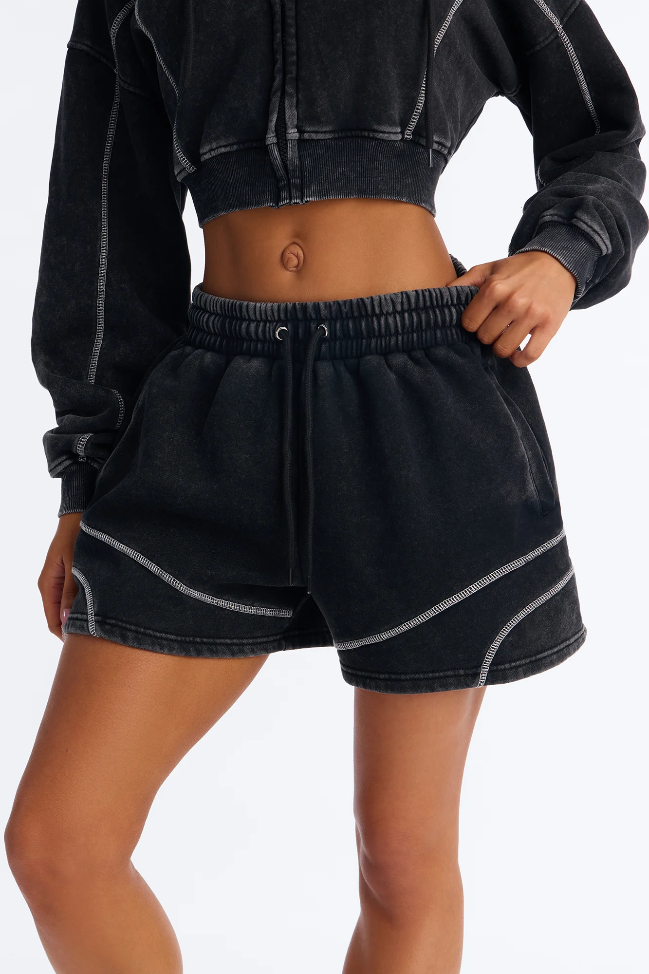 Norah Washed Lounge Short - Black