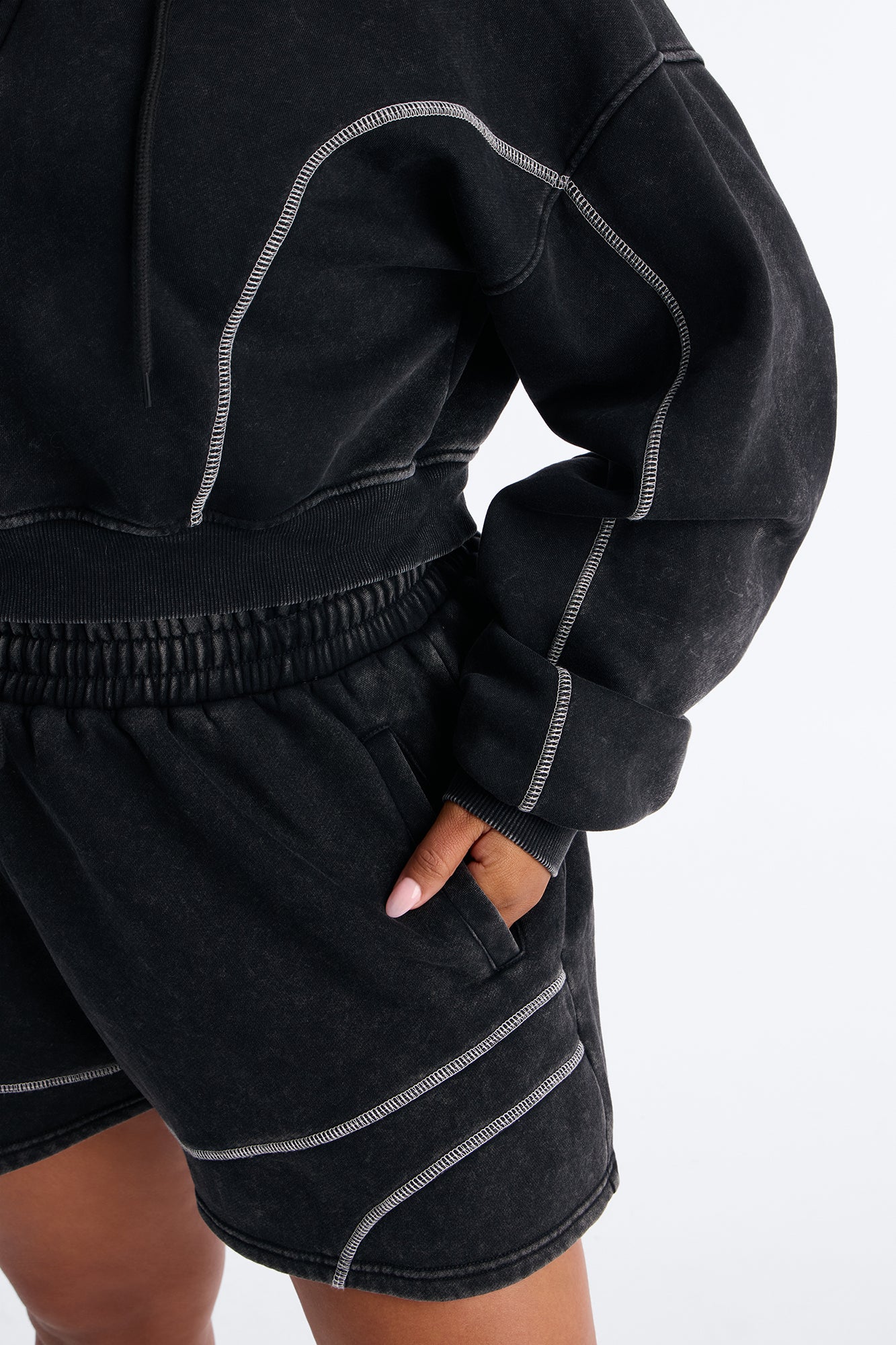 Norah Washed Lounge Short - Black - Image 6