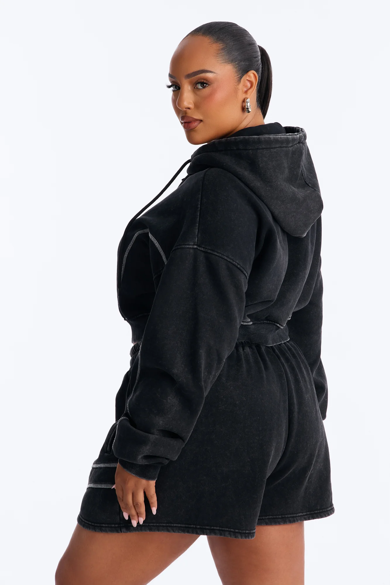 Norah Washed Lounge Short - Black - Image 7