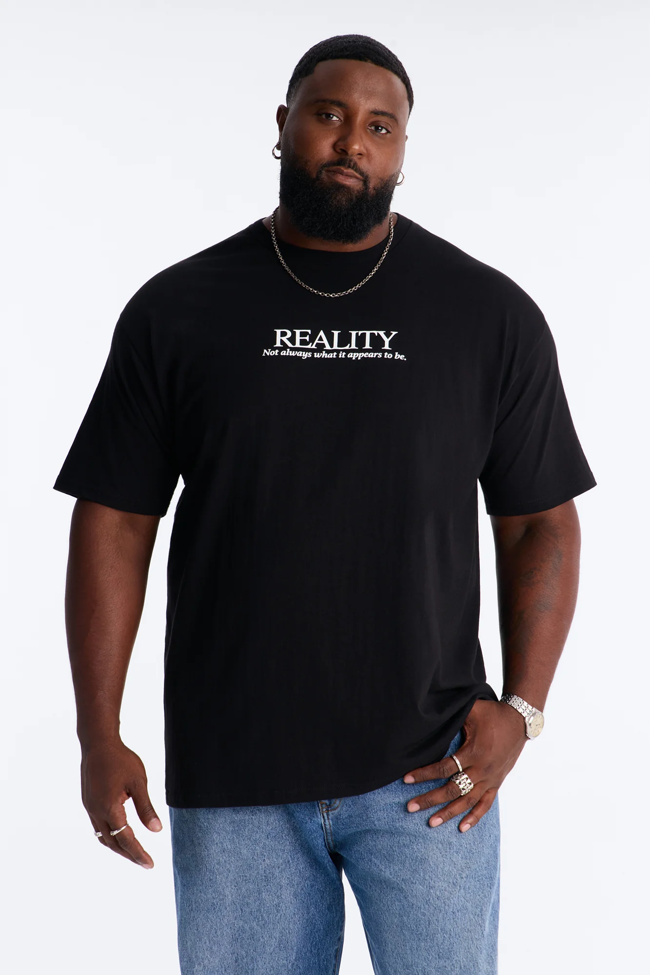 Not As It Appears Oversized Short Sleeve Tee - Black - Image 2