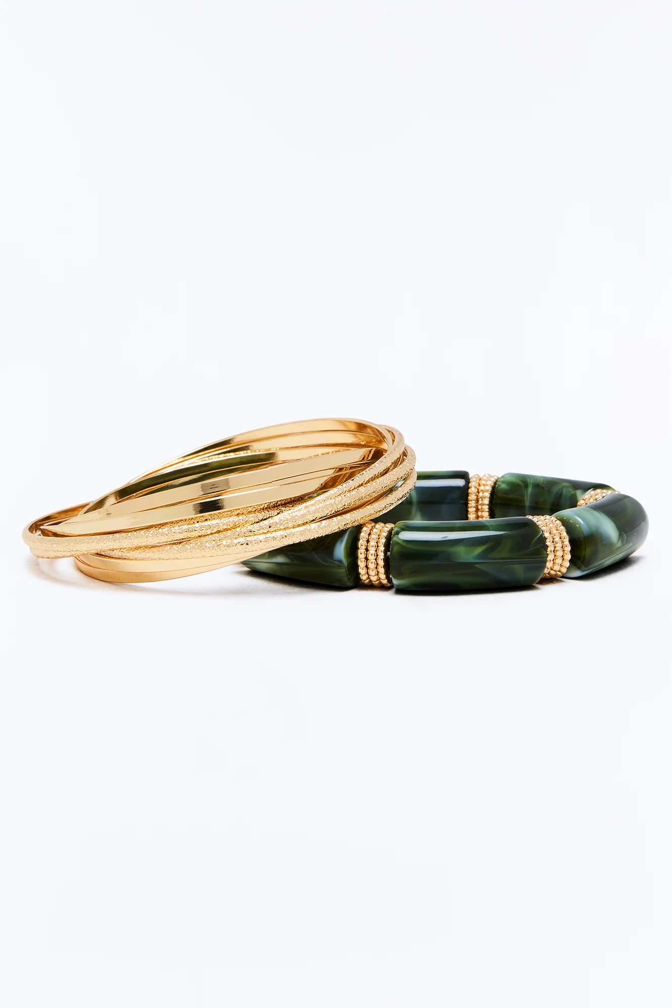 Not Getting Over It 11 Piece Bracelet Set - Gold/Green - Image 3