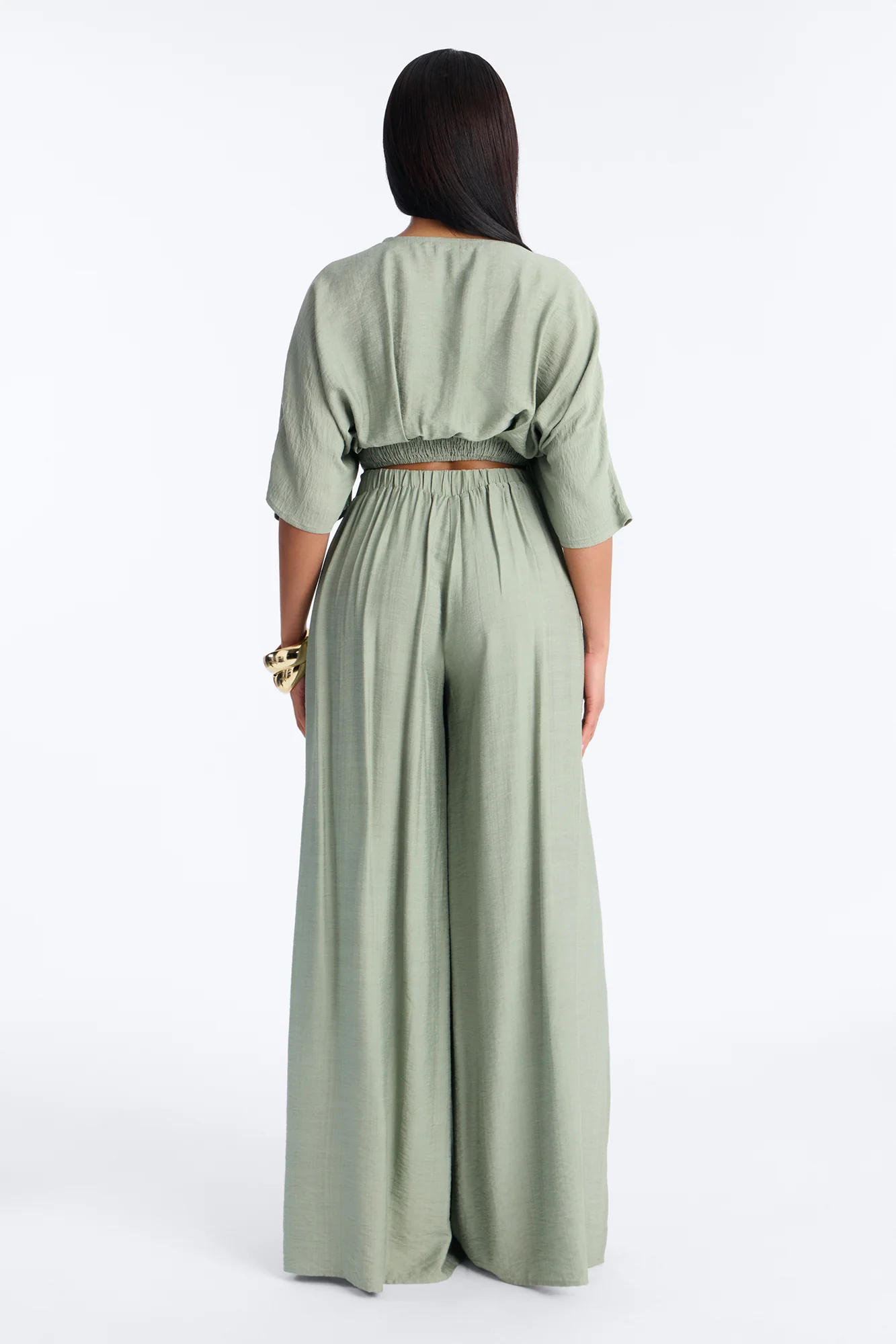Not So Complicated Linen Pant Set - Sage - Image 4