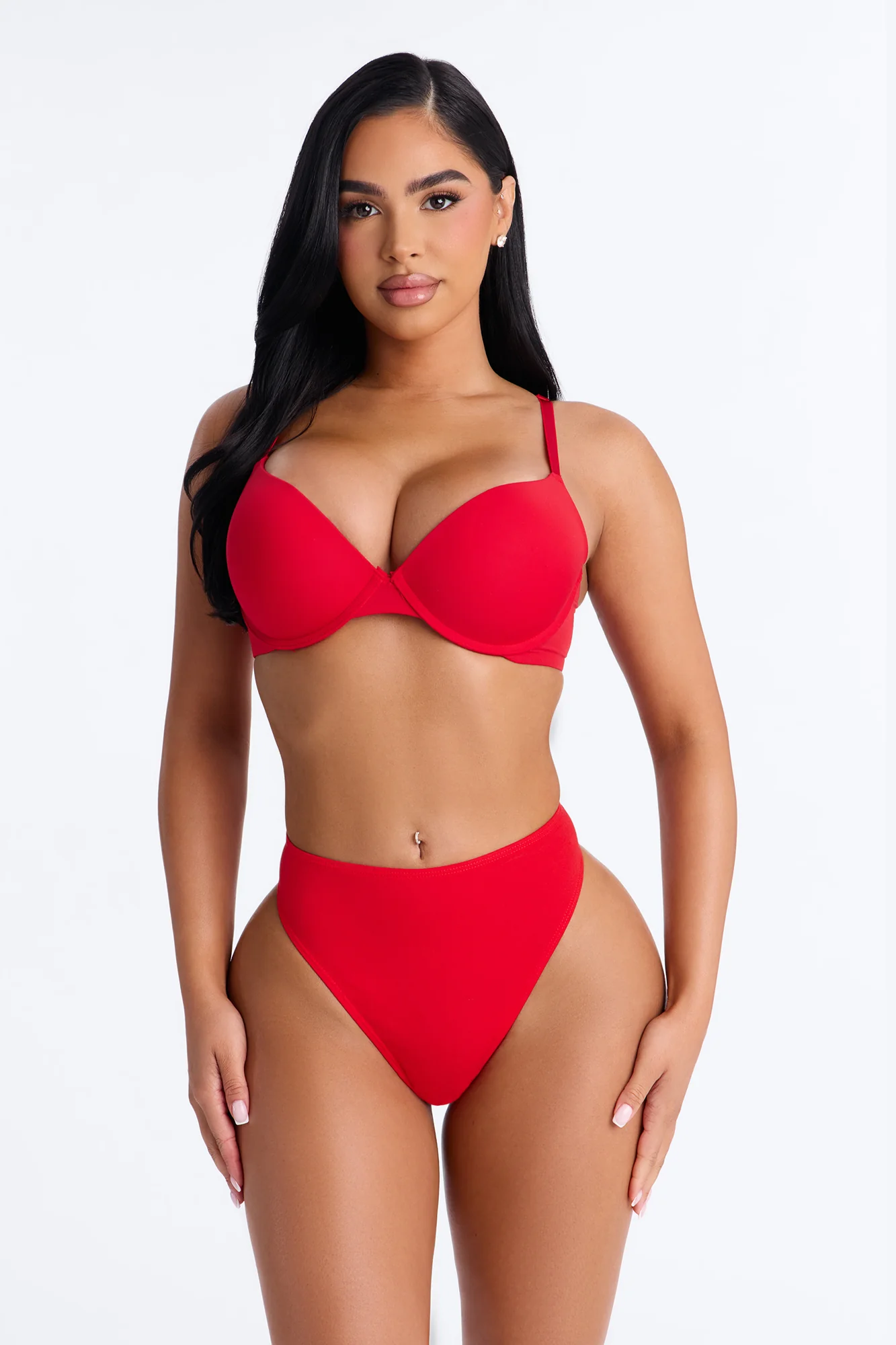 Nova Cotton High Waist Thong Panty - Red