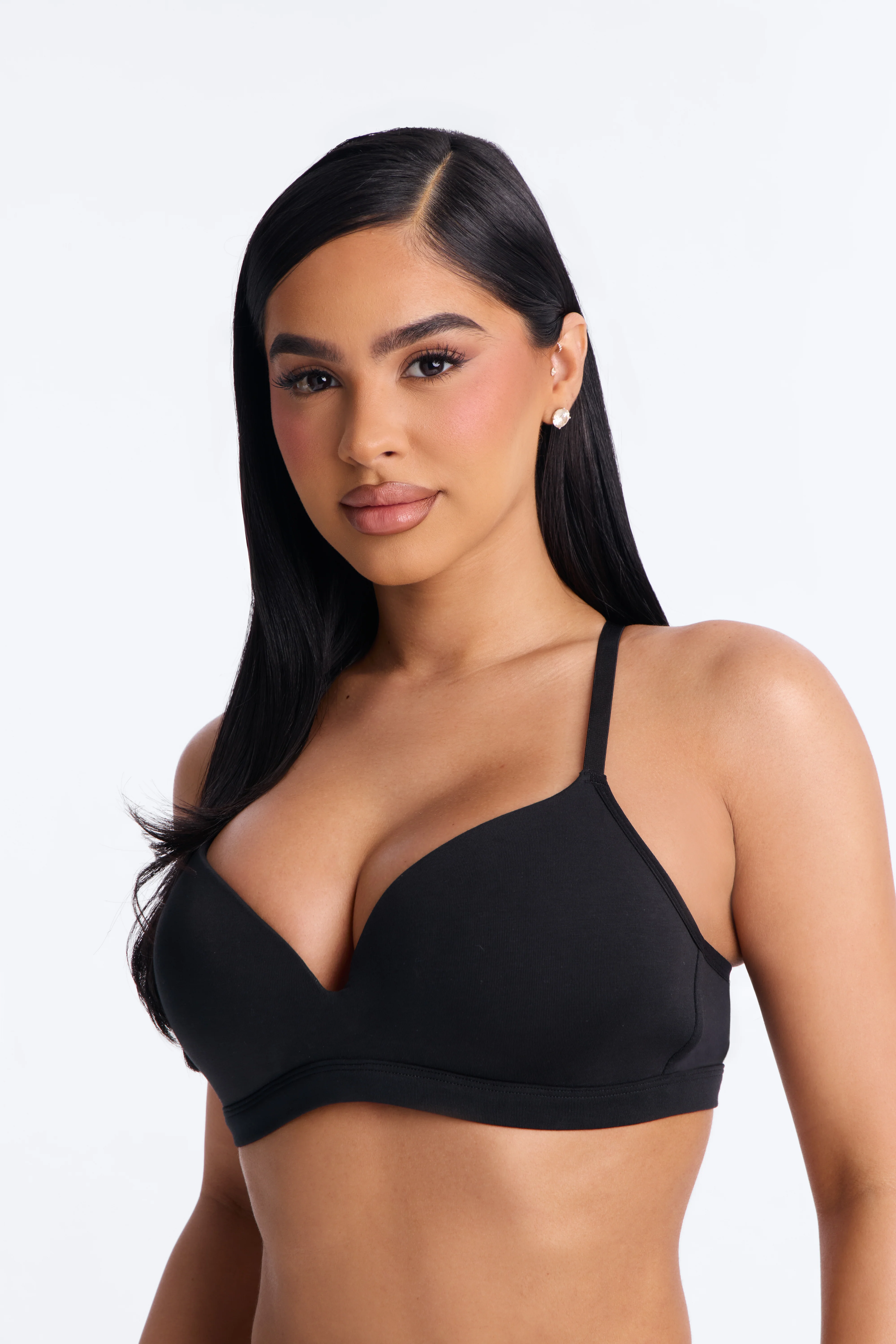 Nova Cotton Lightly Padded Wire-free Comfort Bra - Black - Image 2
