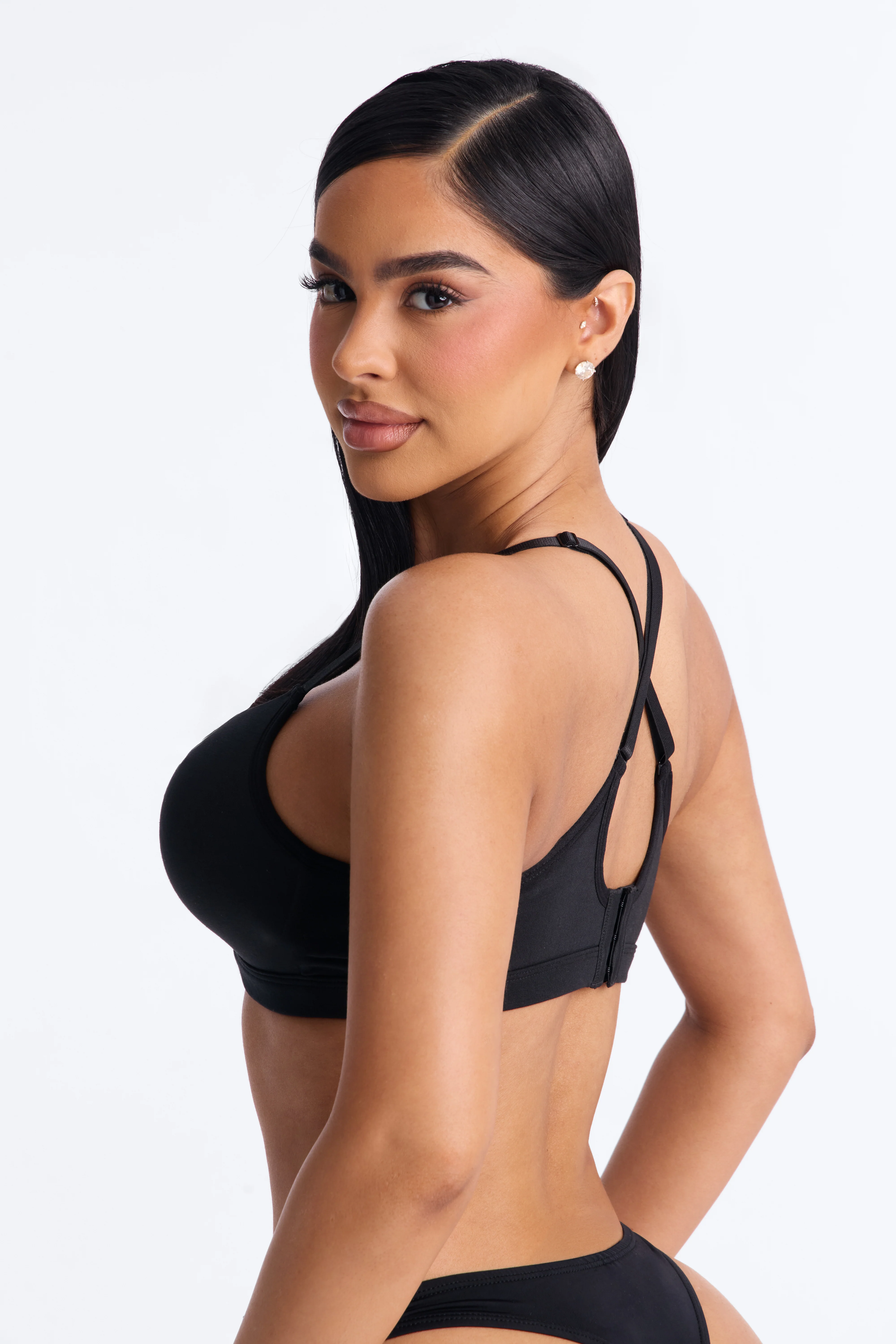 Nova Cotton Lightly Padded Wire-free Comfort Bra - Black - Image 3