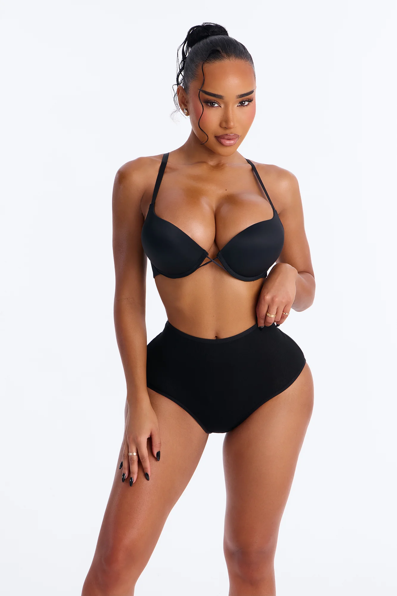 Nova Microfiber Extreme Lift Level 3 Push Up Bra - Black - Image 2