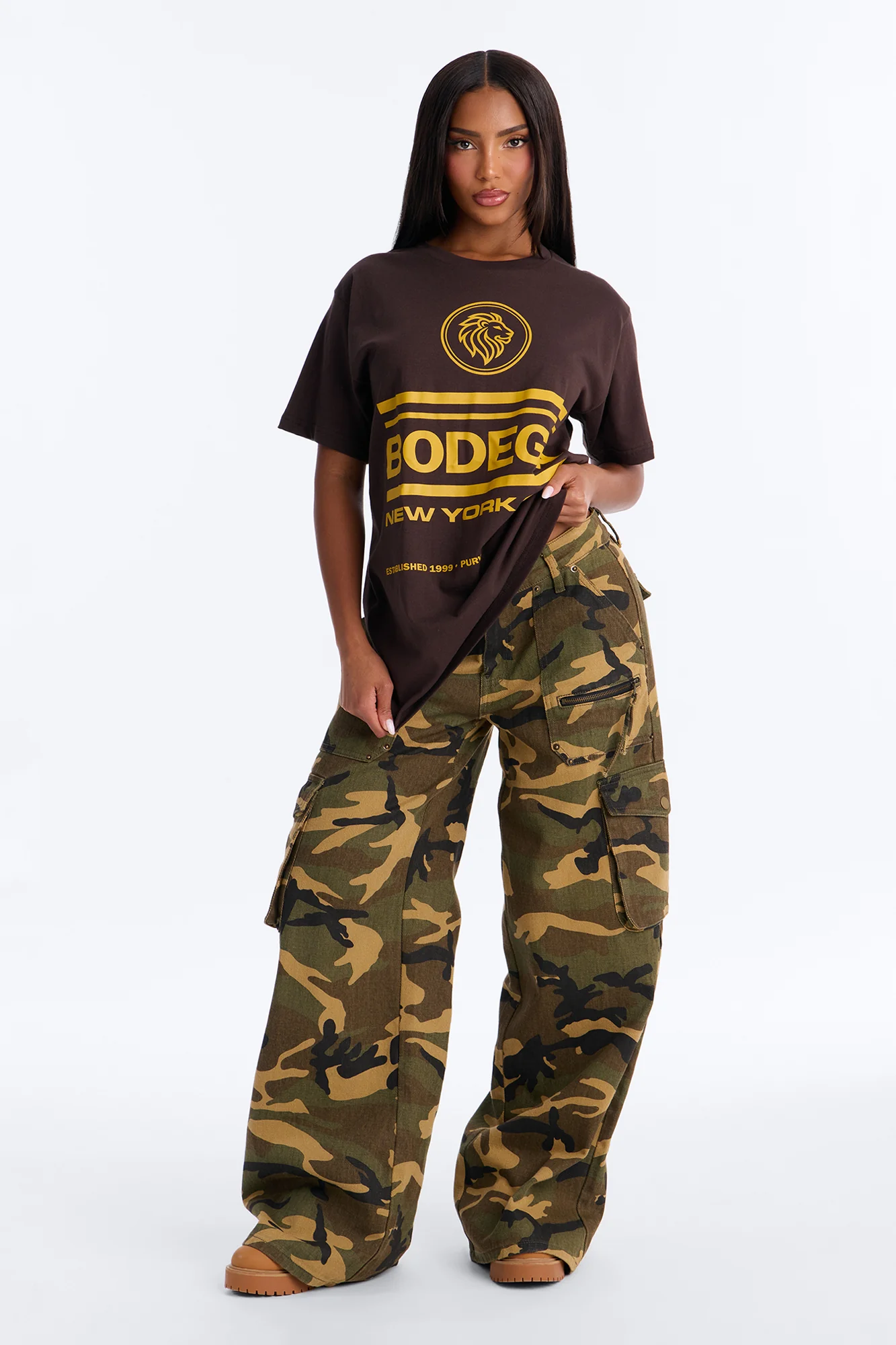NYC Lions Head Bodega Oversized Tee - Brown - Image 2