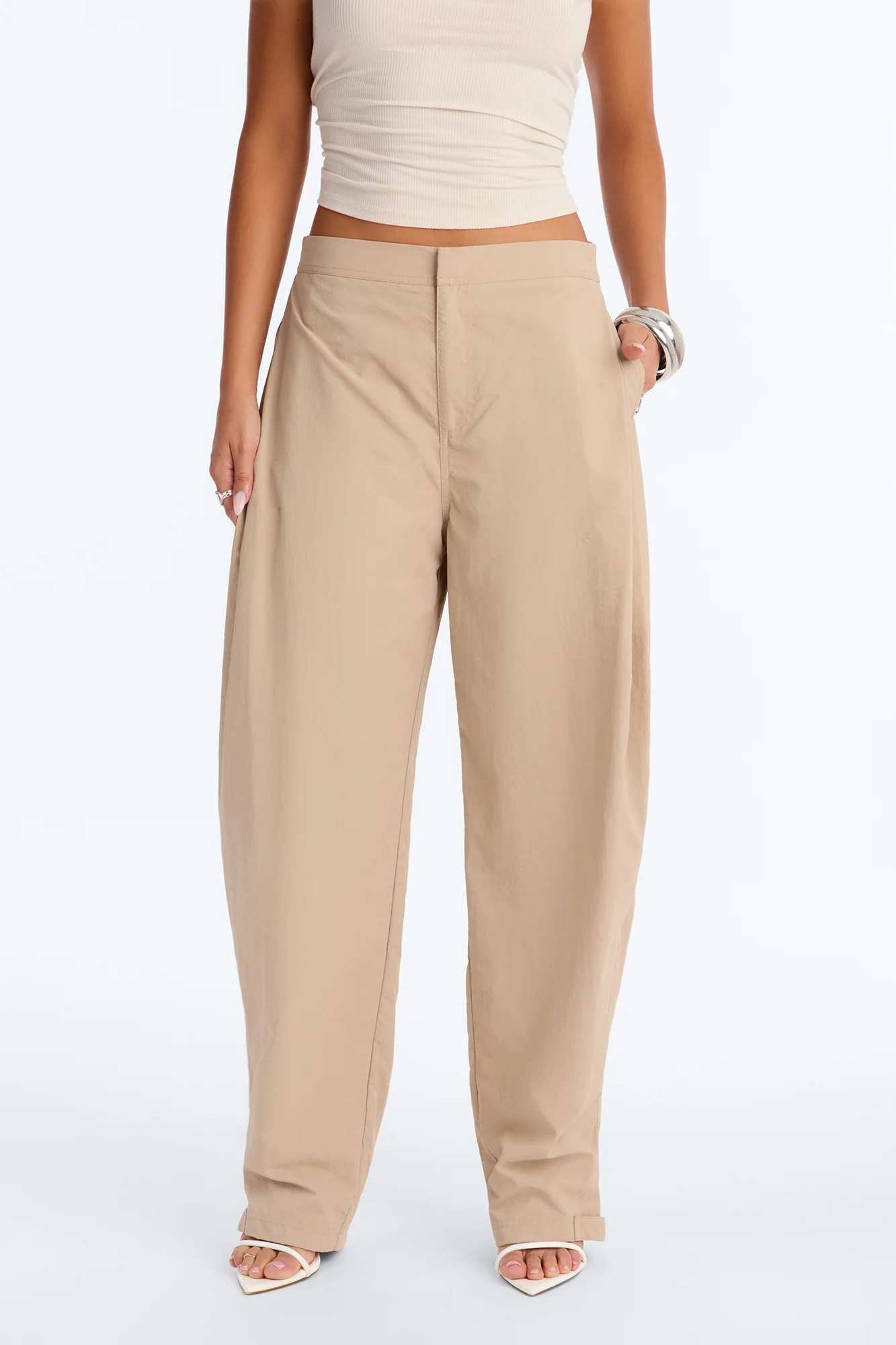 Nylon Windbreaker Pant - Stone - Image 2
