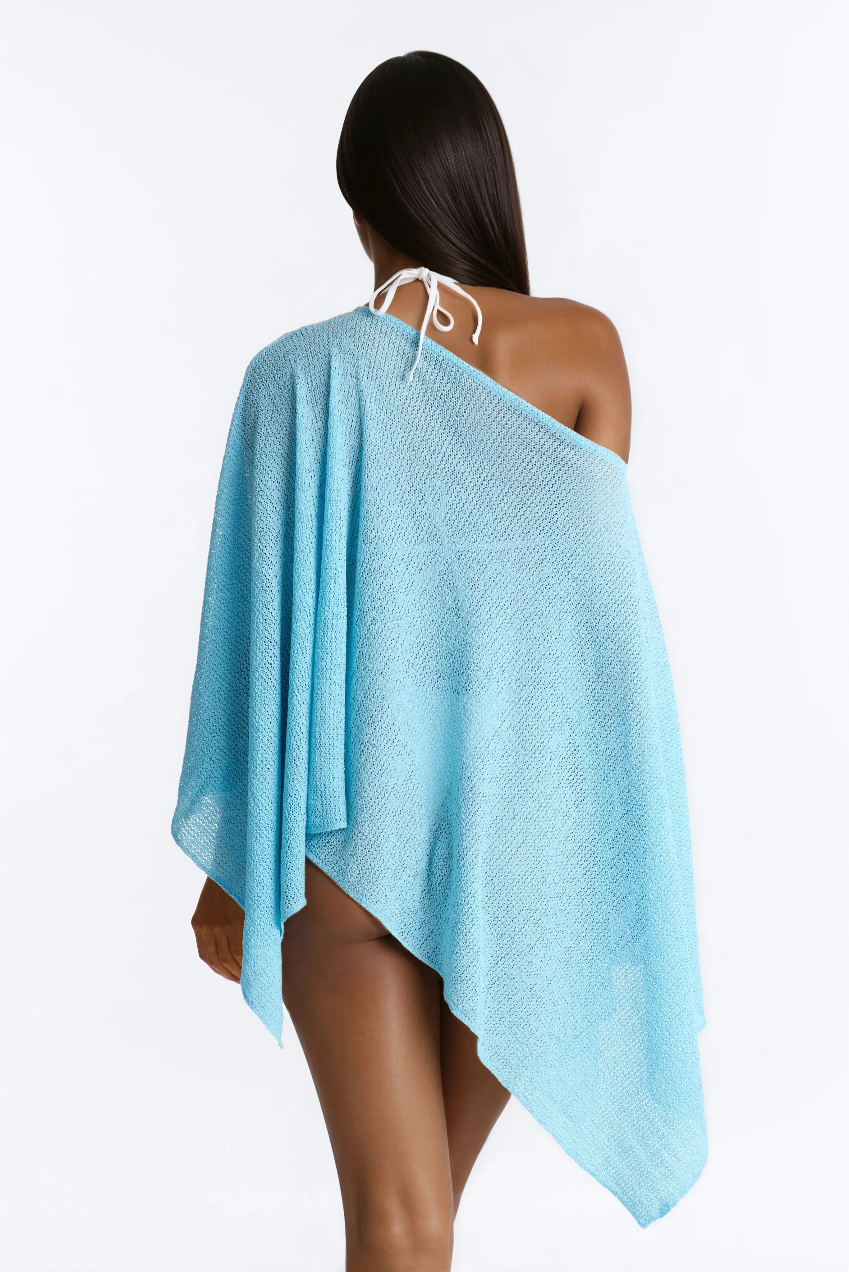 Ocean Breeze Knit Off Shoulder Cover Up Shrug - SkyBlue - Image 4