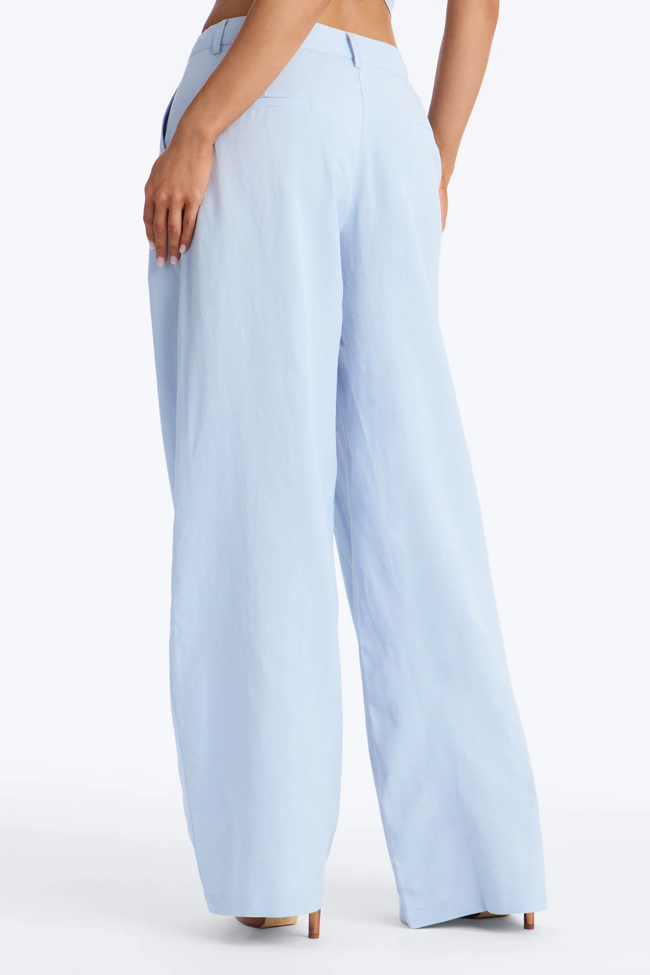 Ocean Breeze Linen Low Rise Pant 33″ - Dusty Blue - Image 4