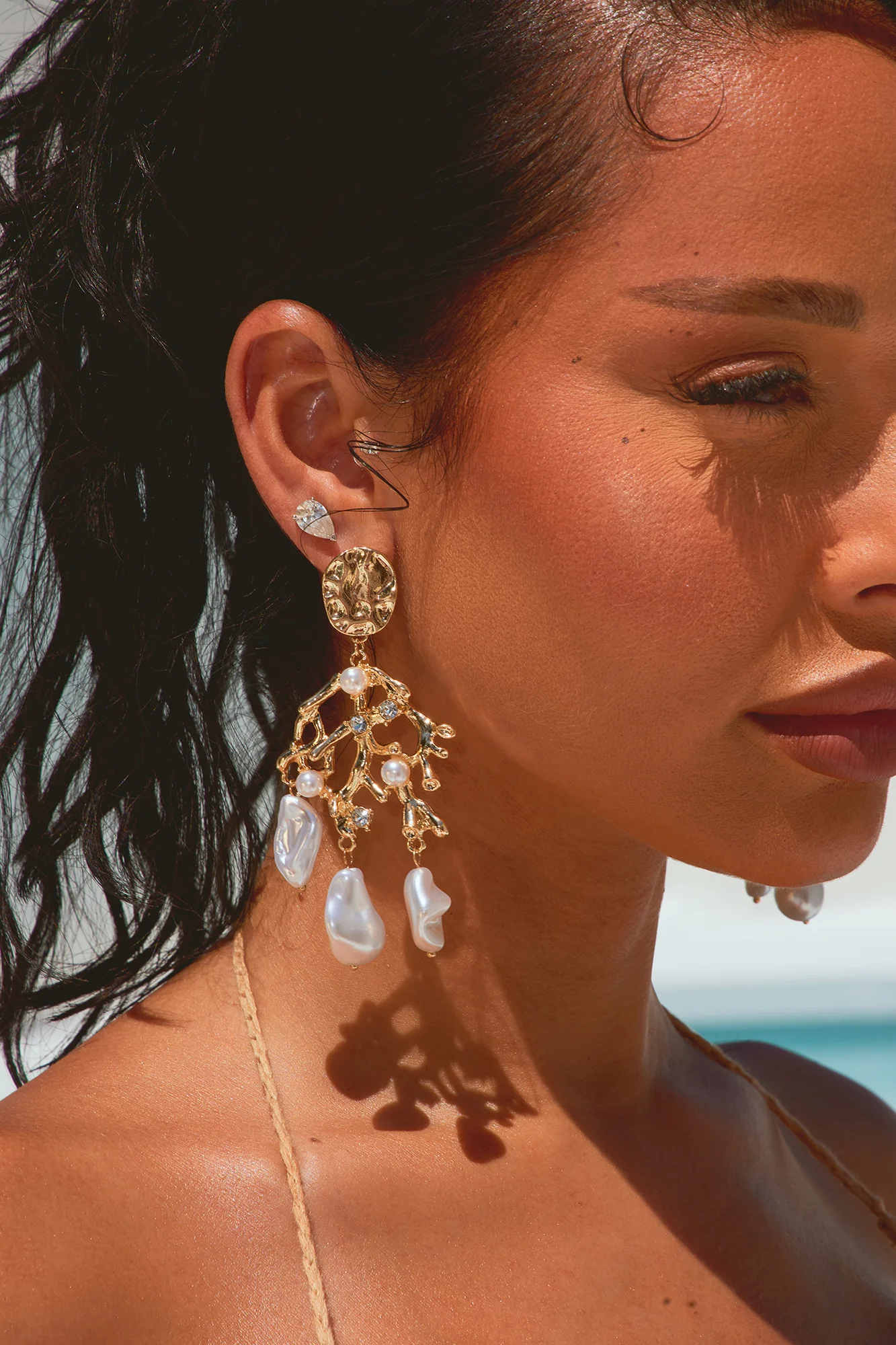 Oceanic Reef Drop Earrings - Gold