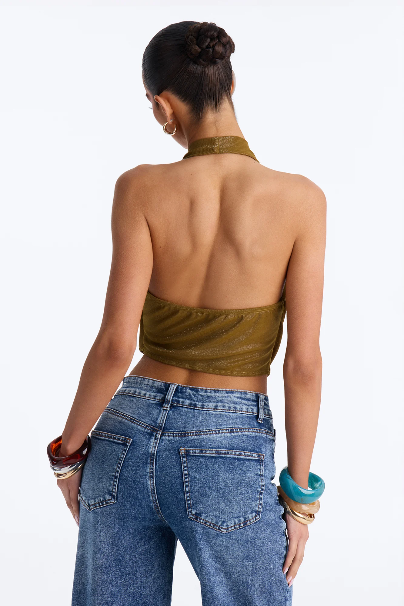 Odessa Cowl Neck Halter Top - Chartreuse - Image 4
