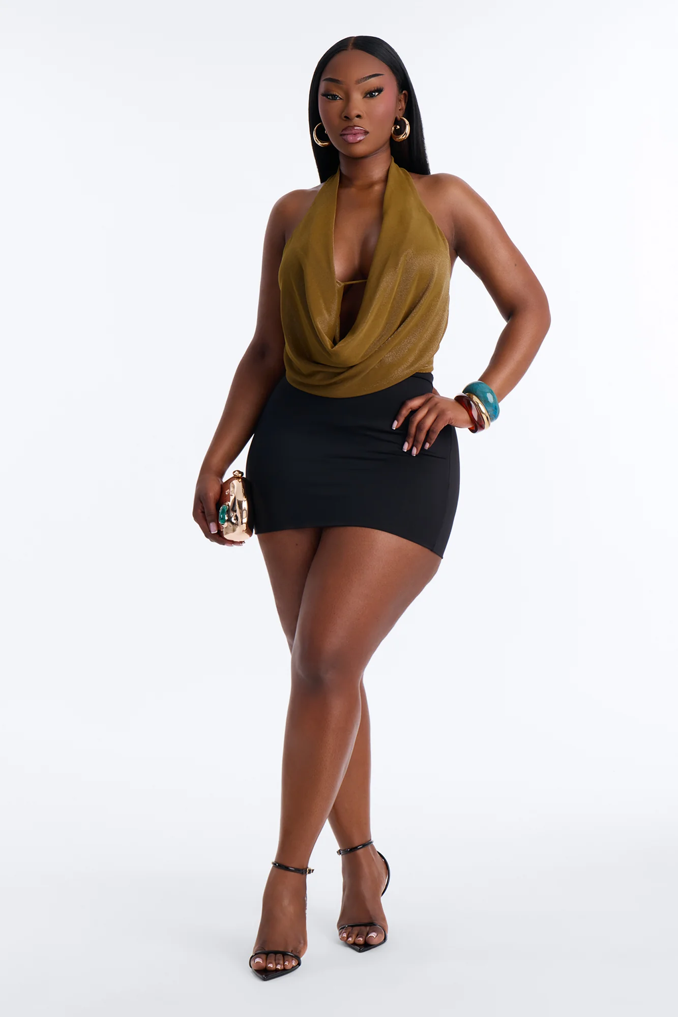 Odessa Cowl Neck Halter Top - Chartreuse - Image 6