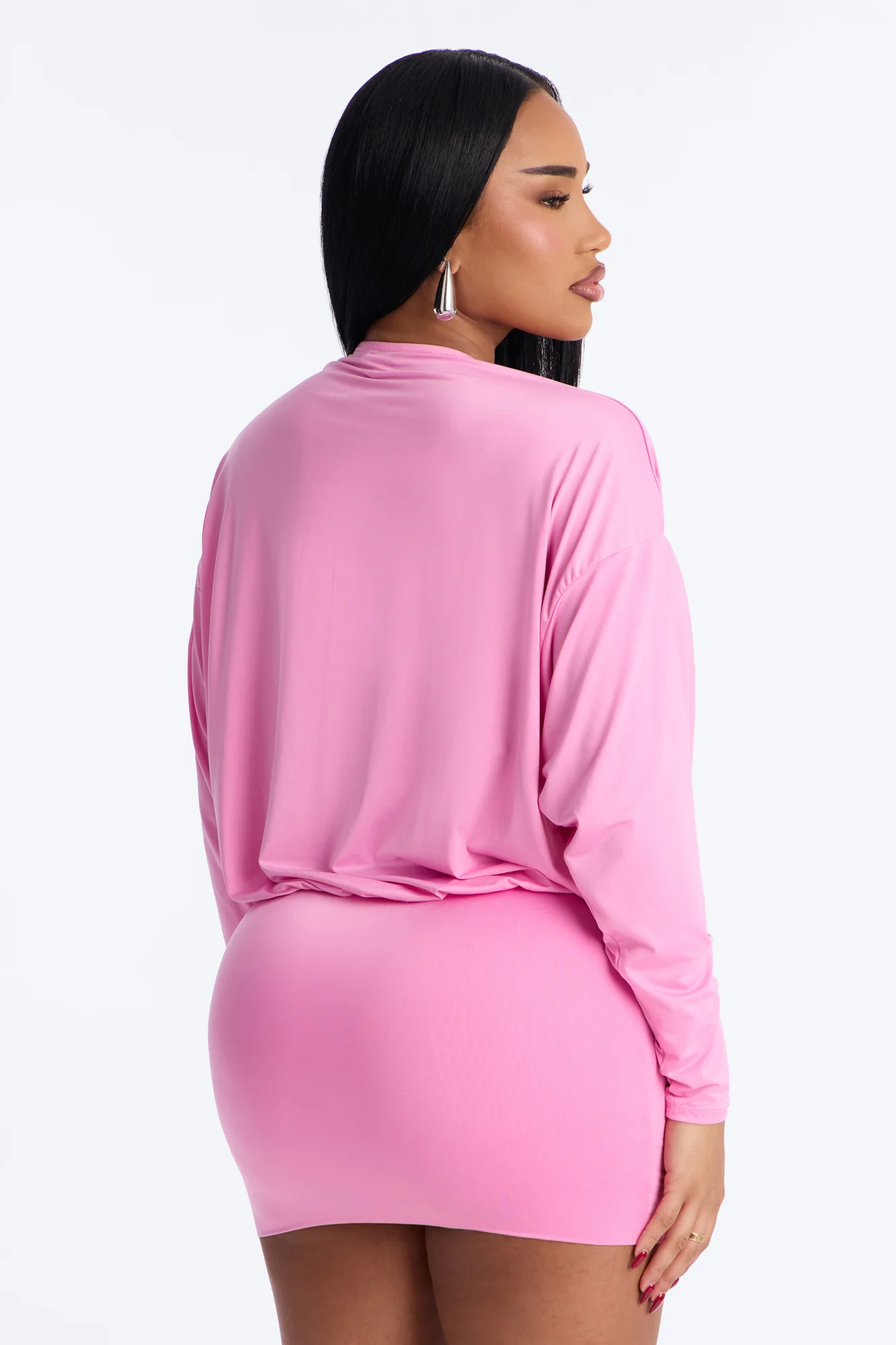 Odette Long Sleeve Mini Dress - Pink - Image 3