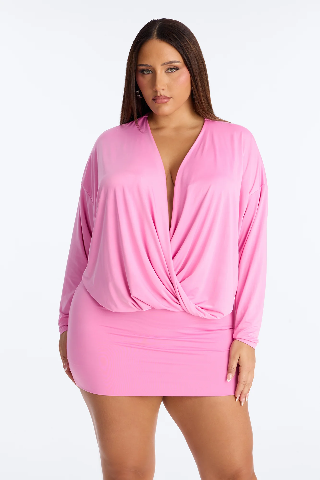 Odette Long Sleeve Mini Dress - Pink - Image 4