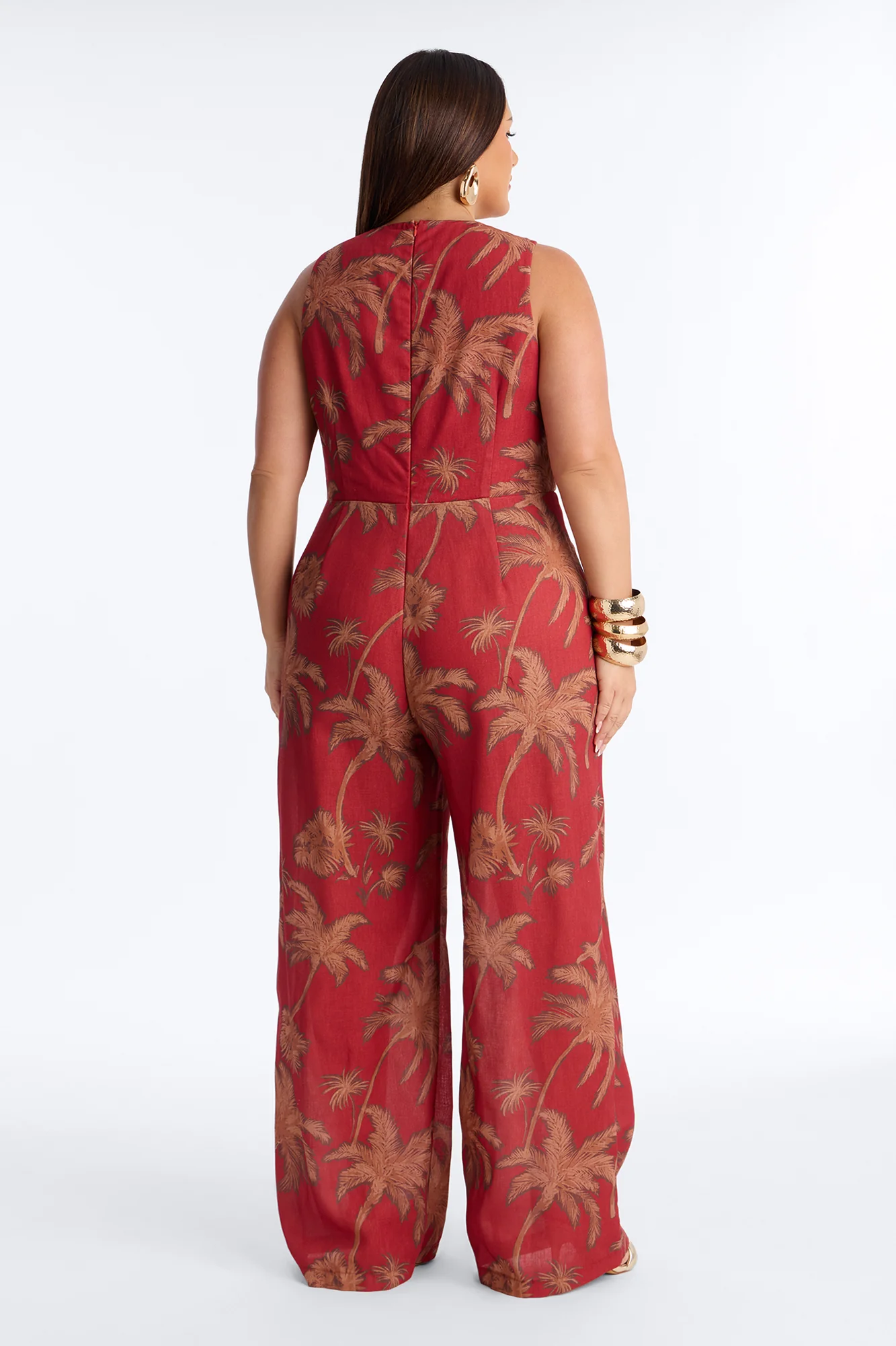 Off To Sunset Linen Jumpsuit - Rust - Image 8