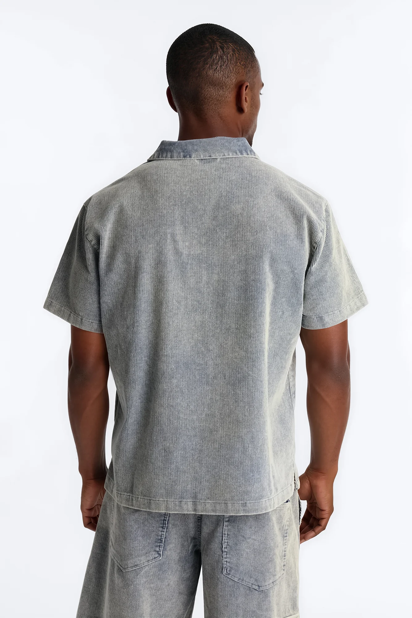 Ohio Corduroy Johnny Collar Polo - Blue - Image 4