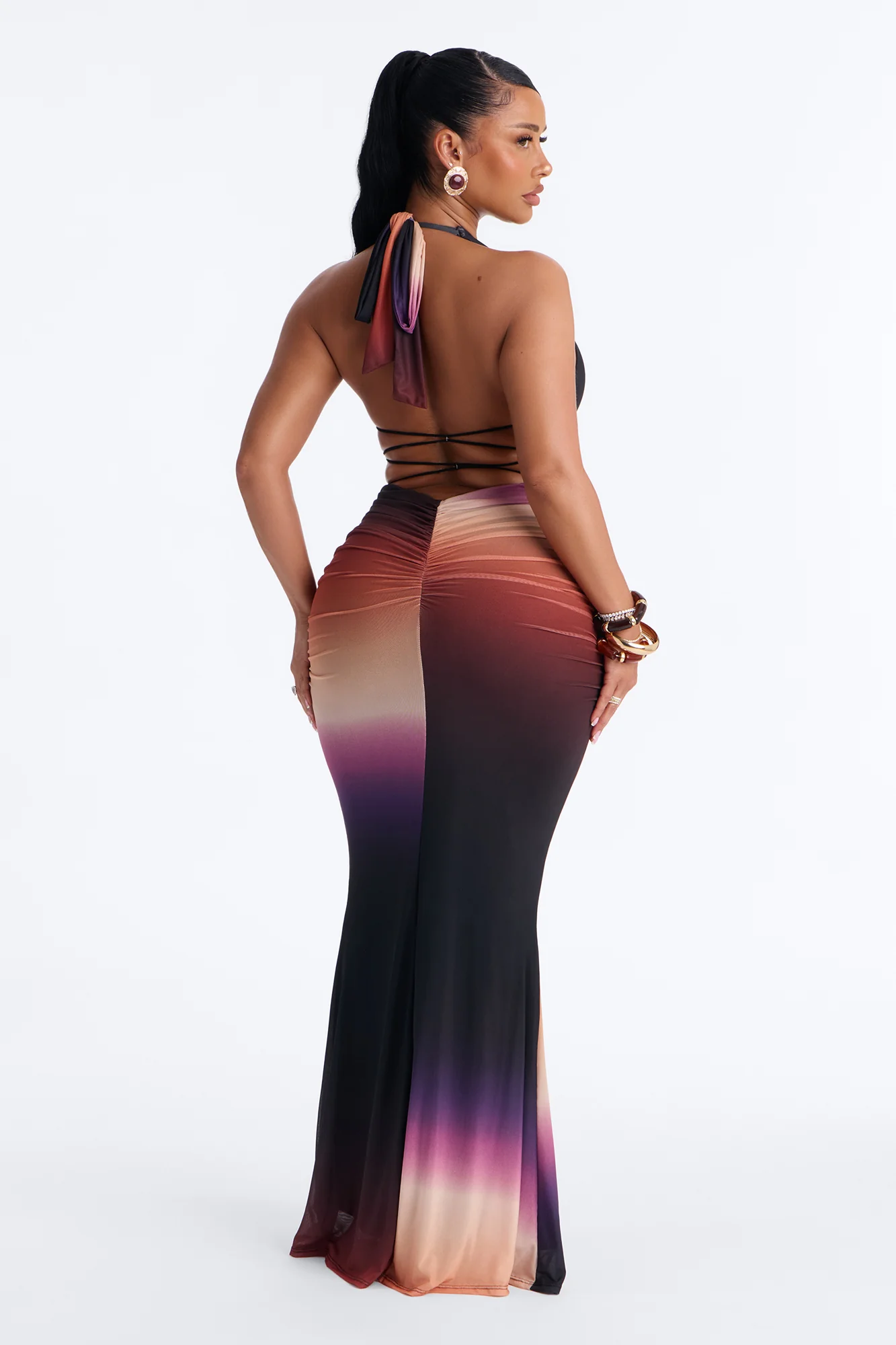 On Repeat Ombre Mesh Maxi Dress - Black/combo - Image 4
