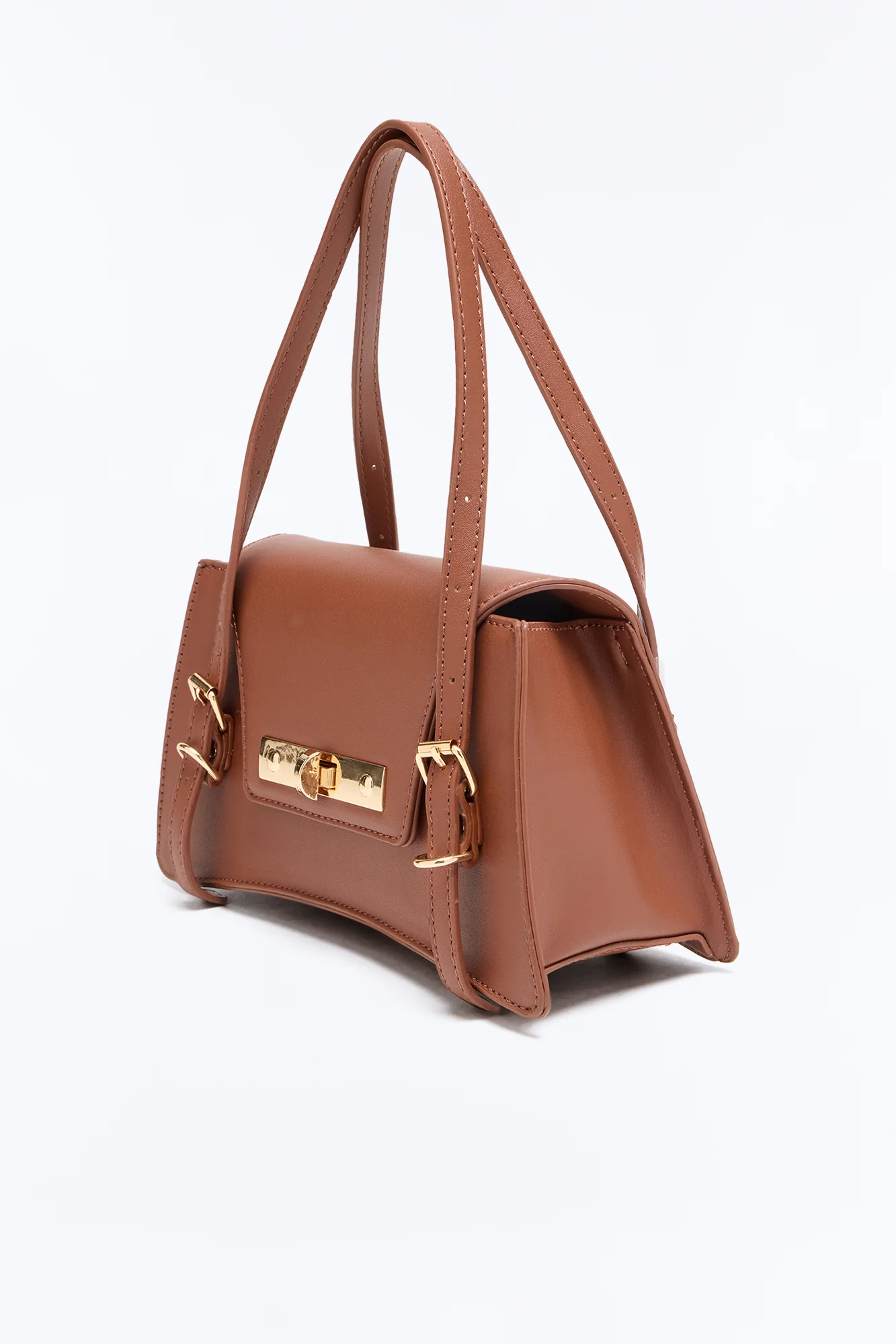 On That Note Faux Leather Satchel Handbag - Brown - Image 6