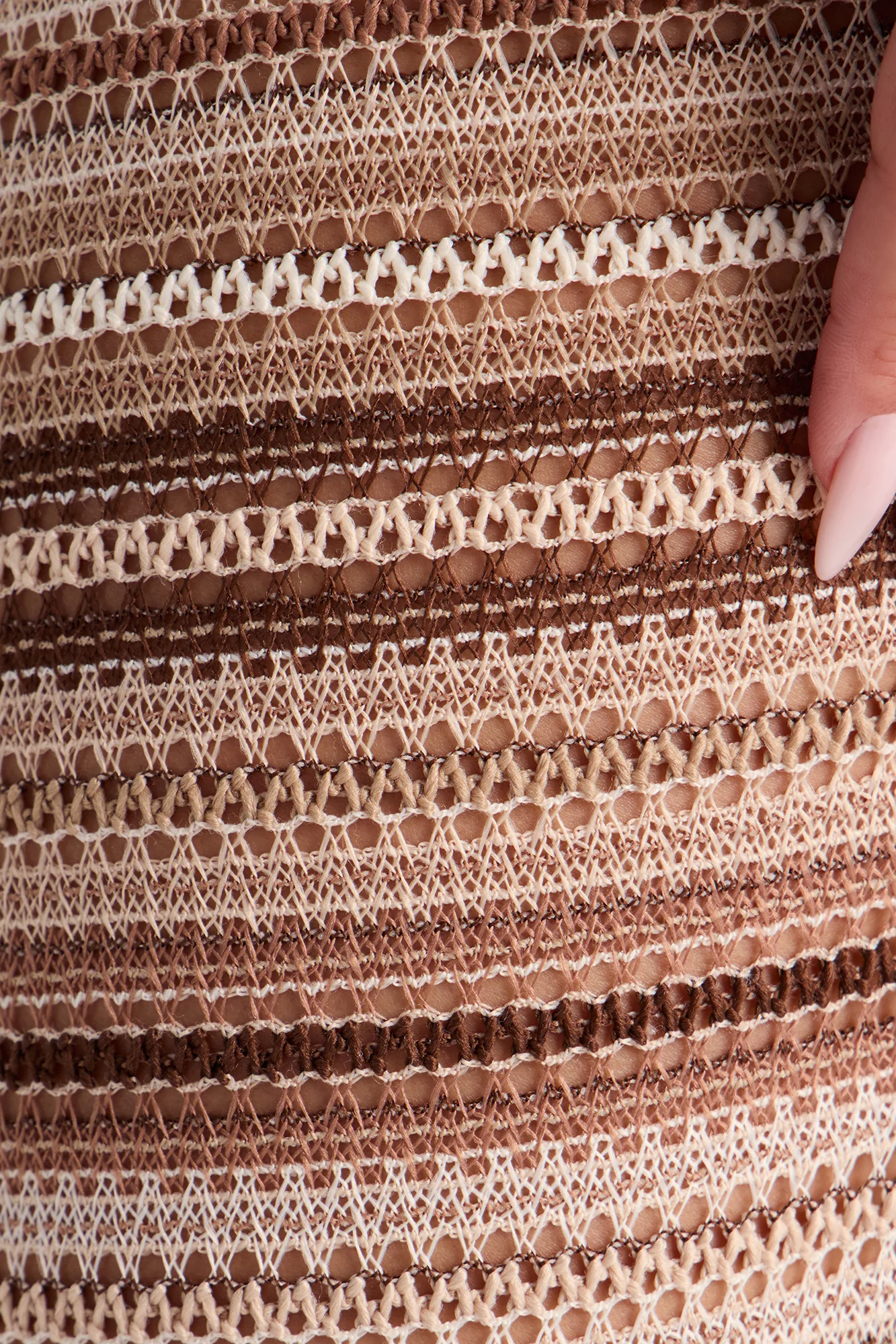 On The Beach Low Rise Crochet Flare Pant 33″ - Brown/combo - Image 3