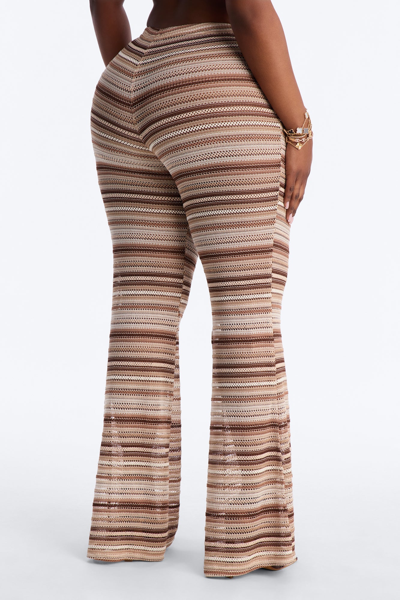 On The Beach Low Rise Crochet Flare Pant 33″ - Brown/combo - Image 8